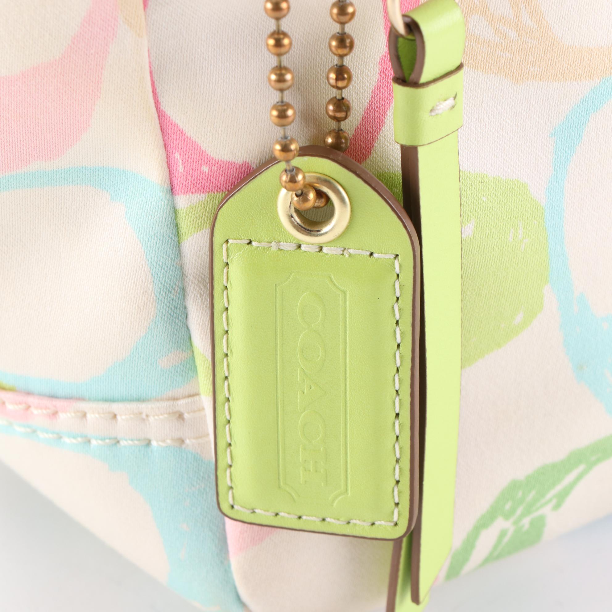 Coach Hampton Pastel Scribble Hand Bag with Removable Accessory Pouch