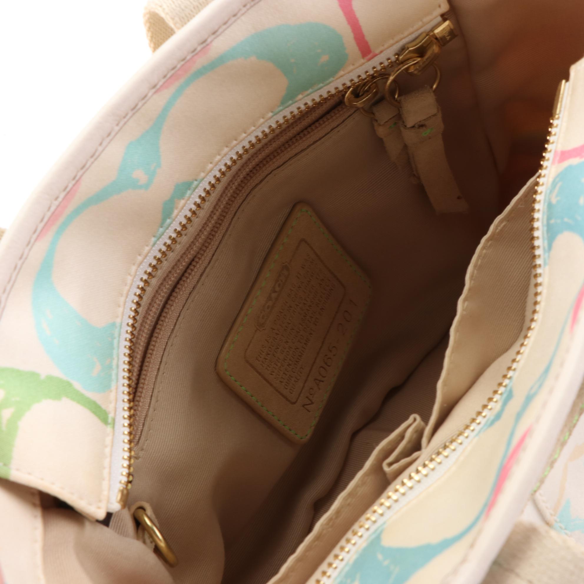 Coach Hampton Pastel Scribble Hand Bag with Removable Accessory Pouch
