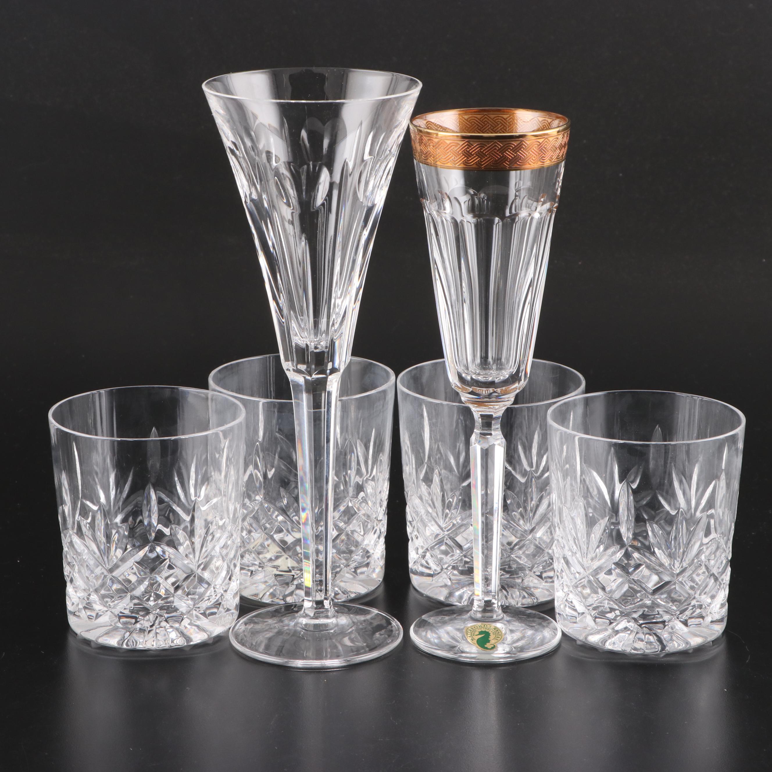 Waterford "Nocturne" Double Old Fashioned Glasses and Other Waterford Flutes
