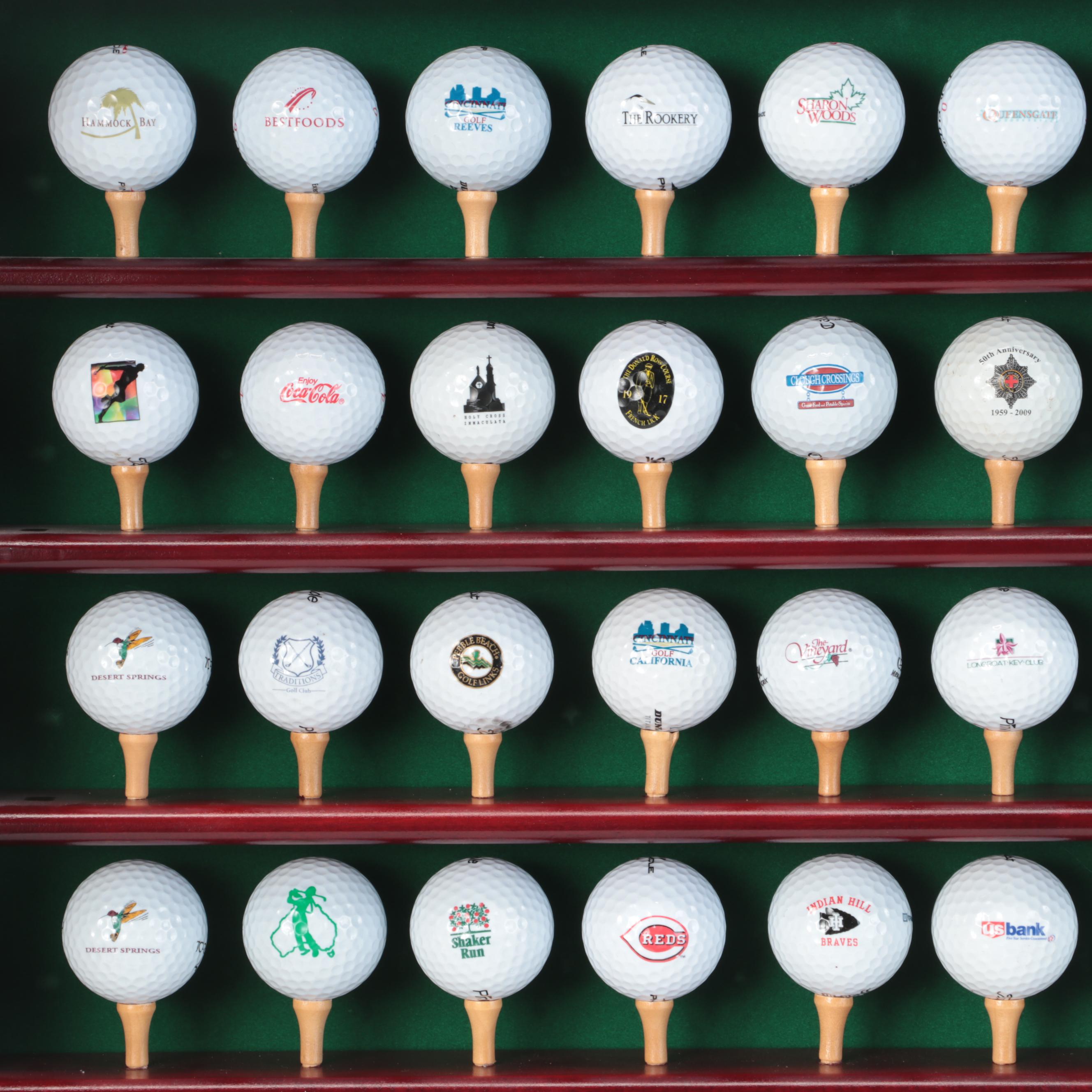 Golf Balls and Scorecard Pencils in Shadow Box Displays