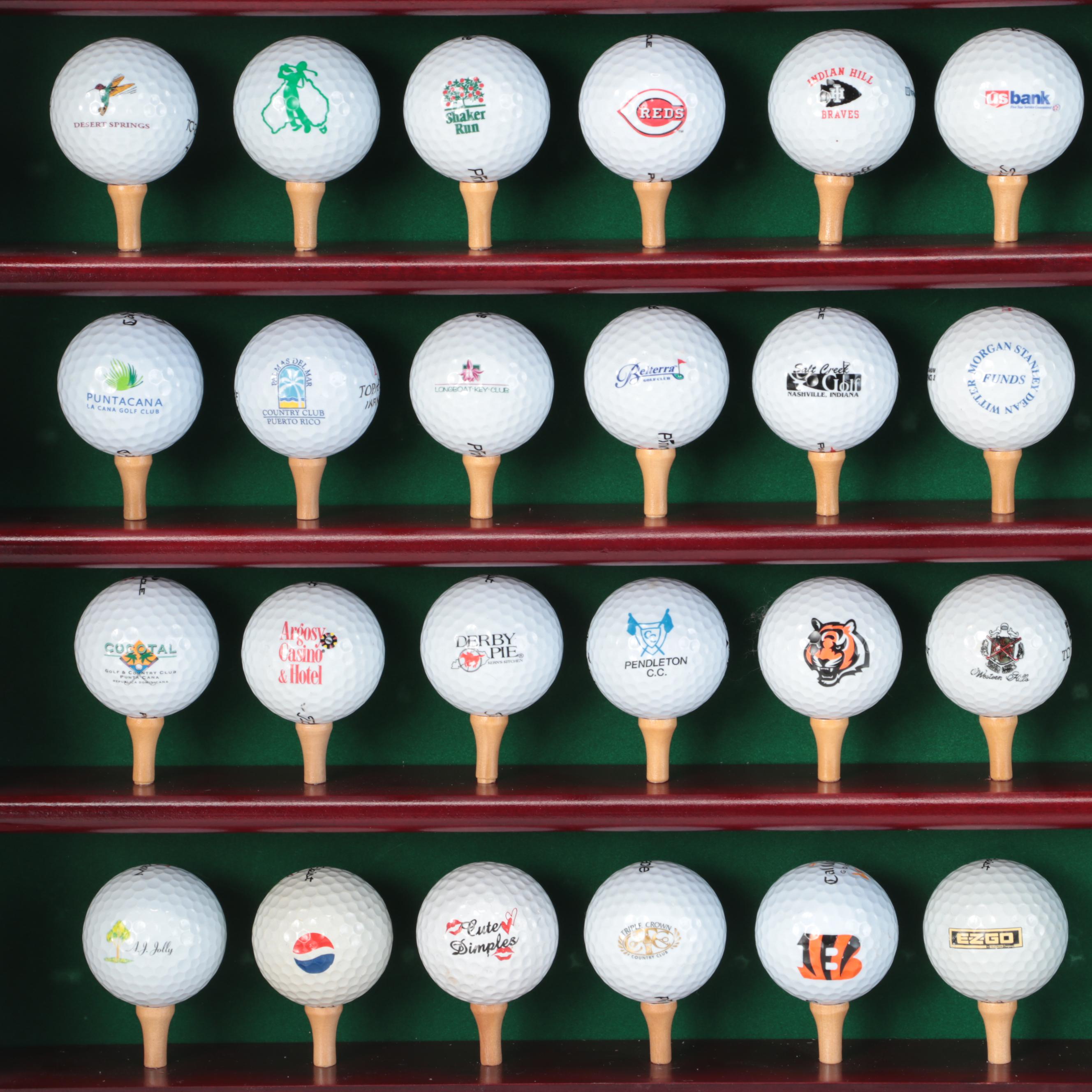 Golf Balls and Scorecard Pencils in Shadow Box Displays