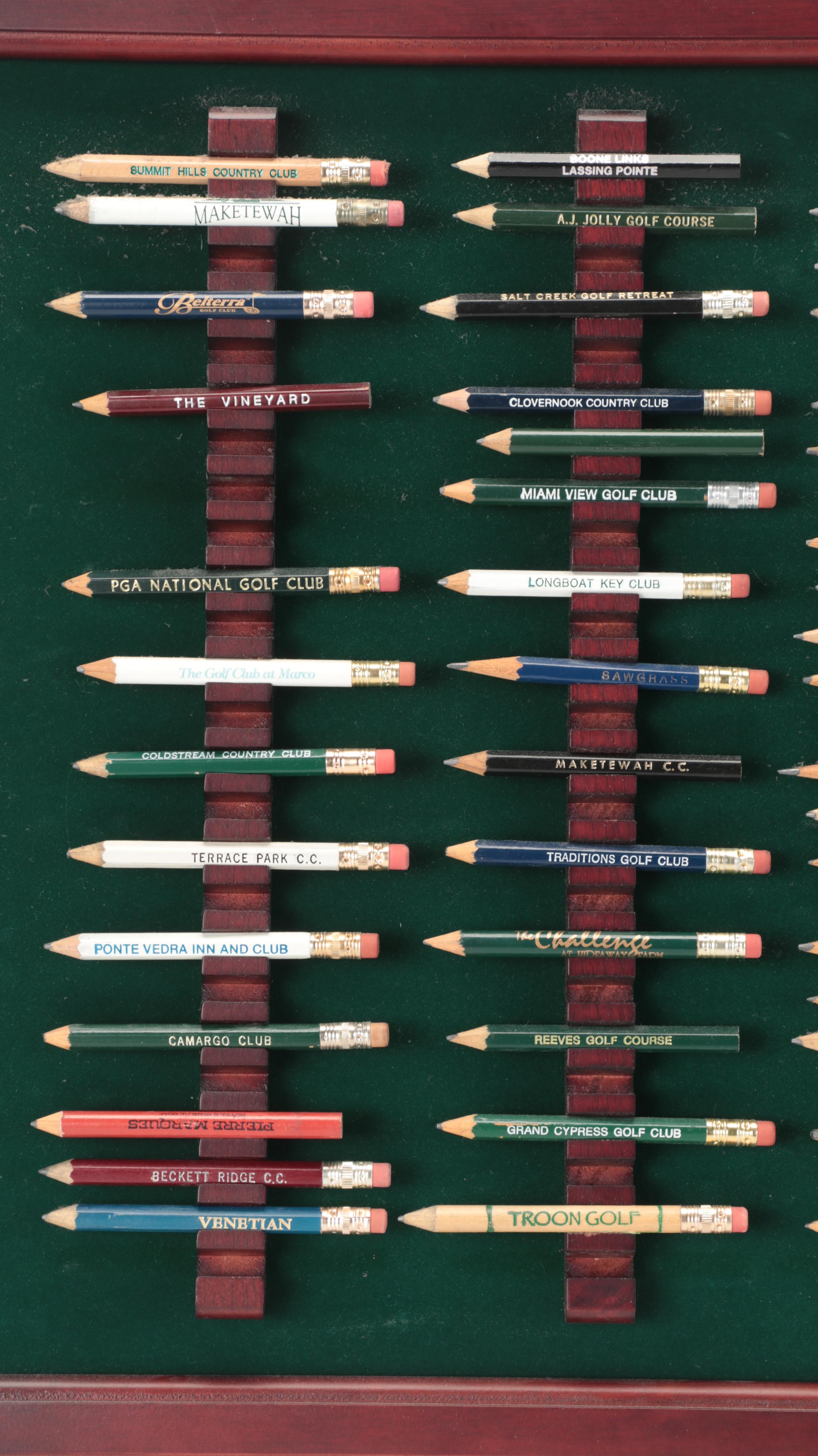 Golf Balls and Scorecard Pencils in Shadow Box Displays