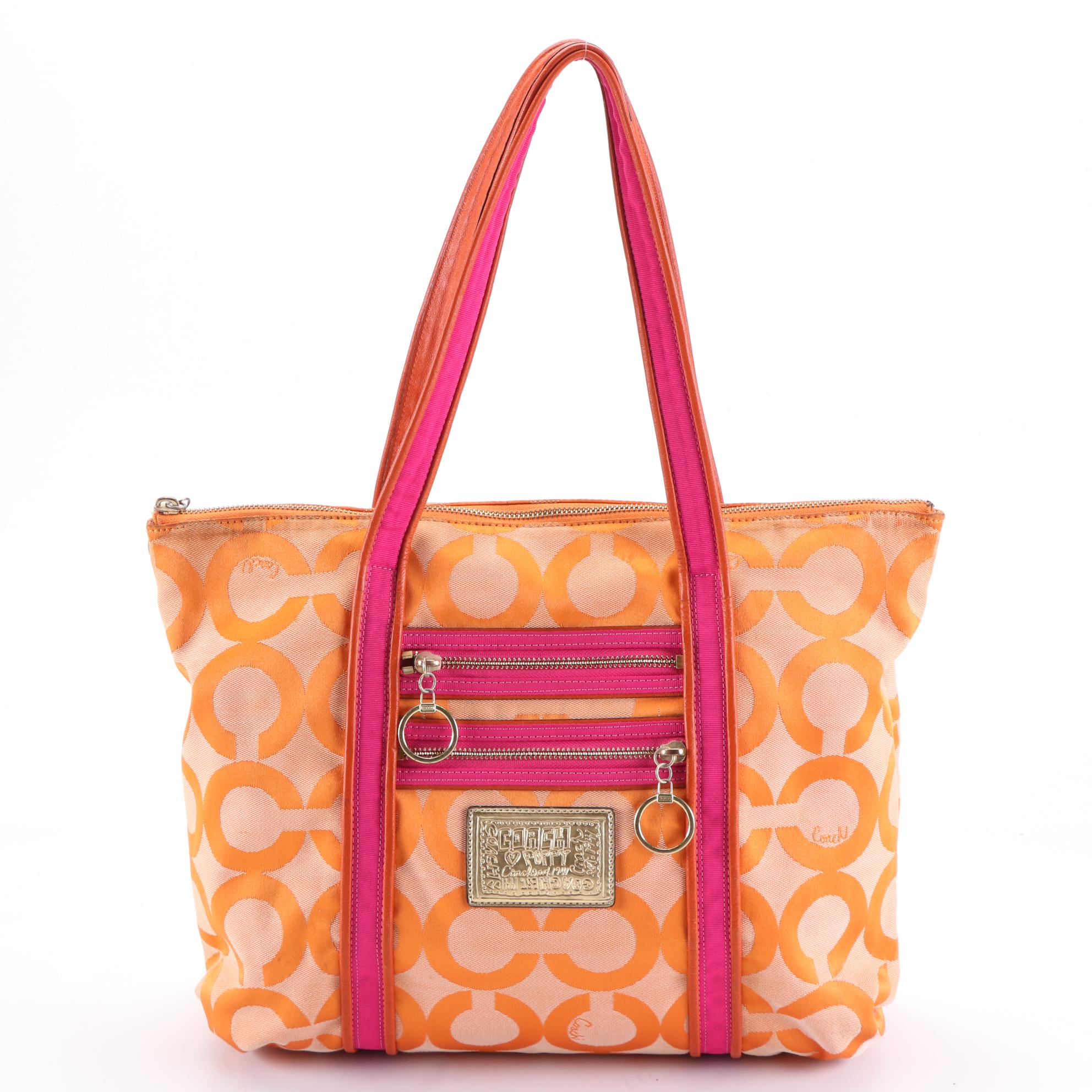 Coach Embellished Leather Flower Shoulder Bag and Poppy Op Art Tote