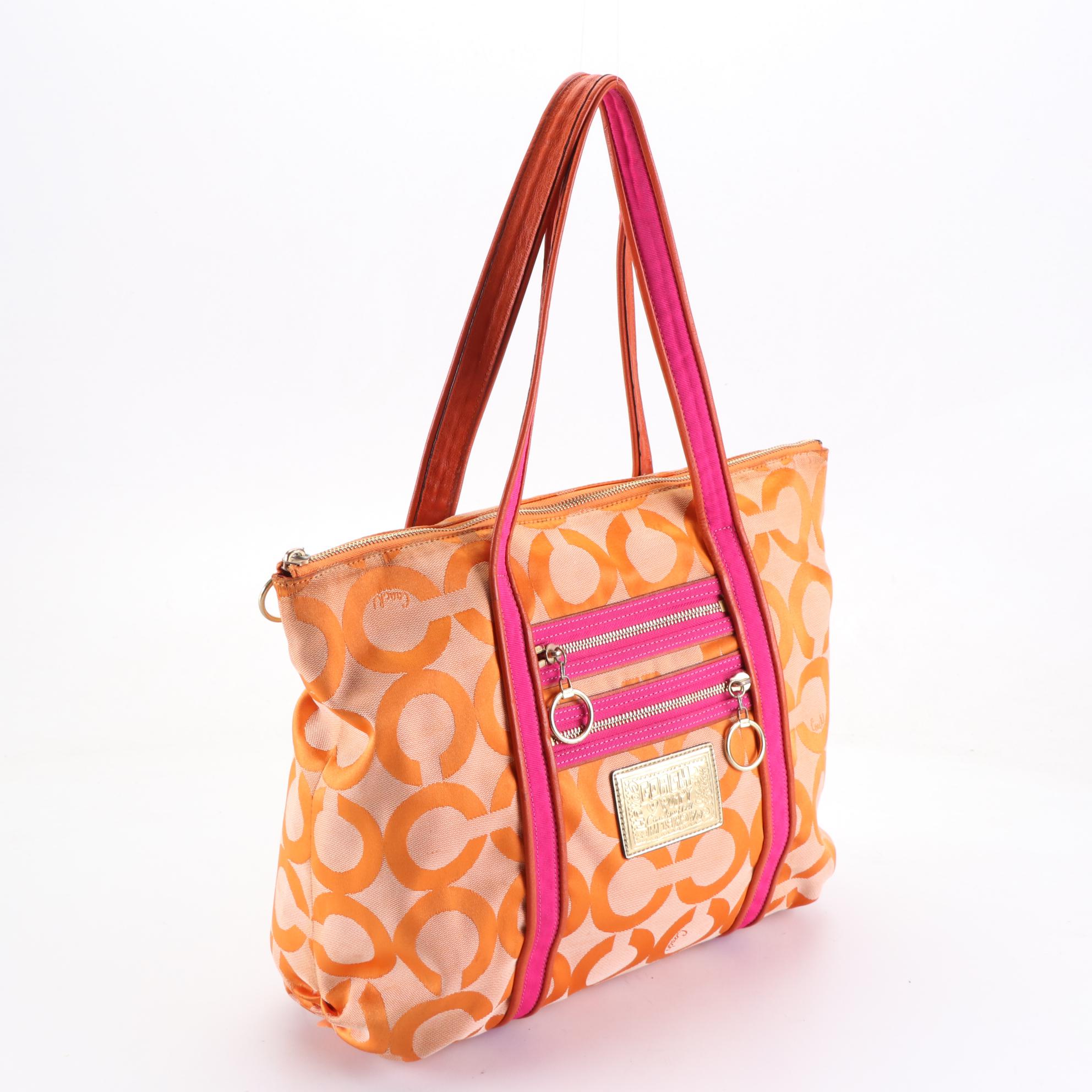 Coach Embellished Leather Flower Shoulder Bag and Poppy Op Art Tote