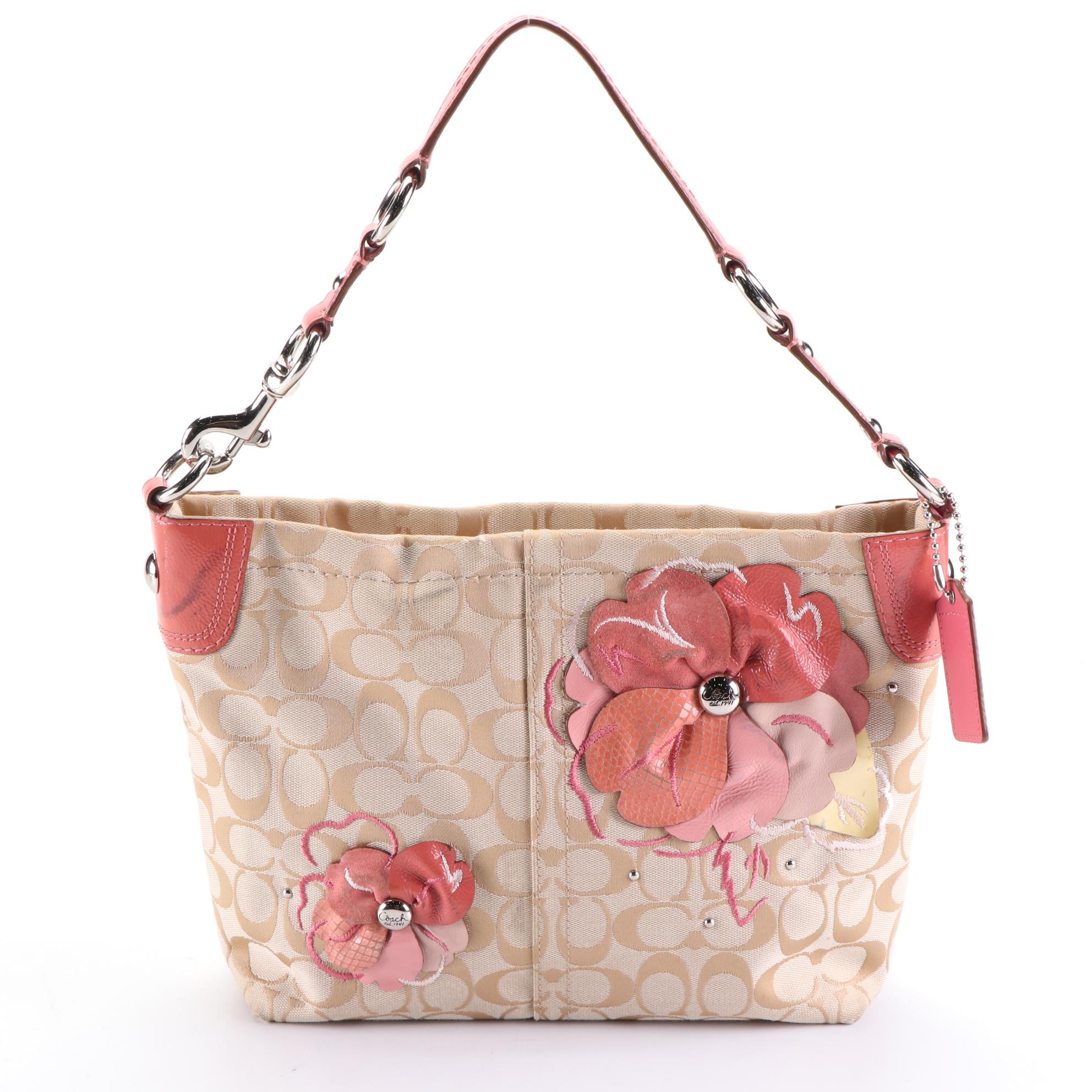Coach Embellished Leather Flower Shoulder Bag and Poppy Op Art Tote
