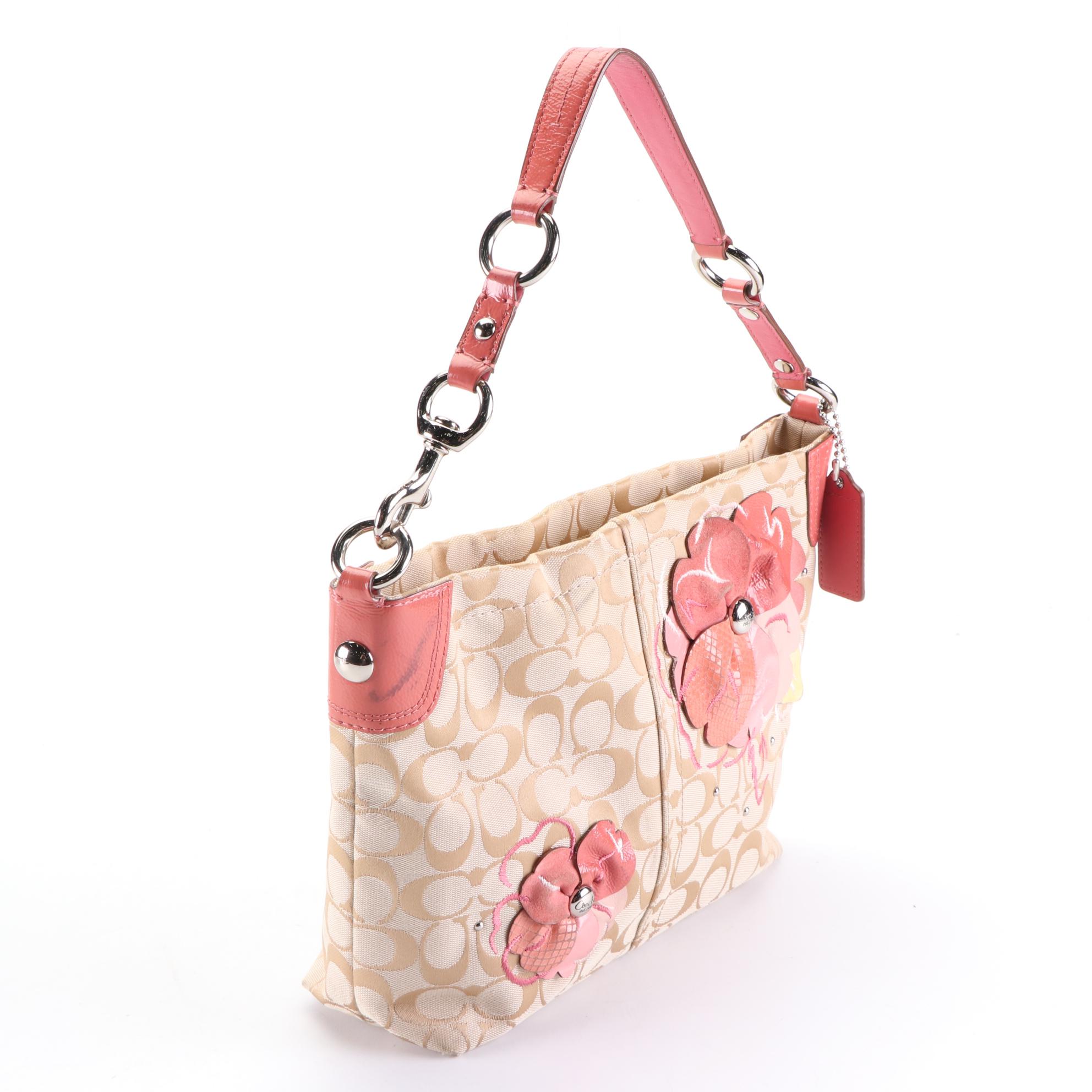 Coach Embellished Leather Flower Shoulder Bag and Poppy Op Art Tote