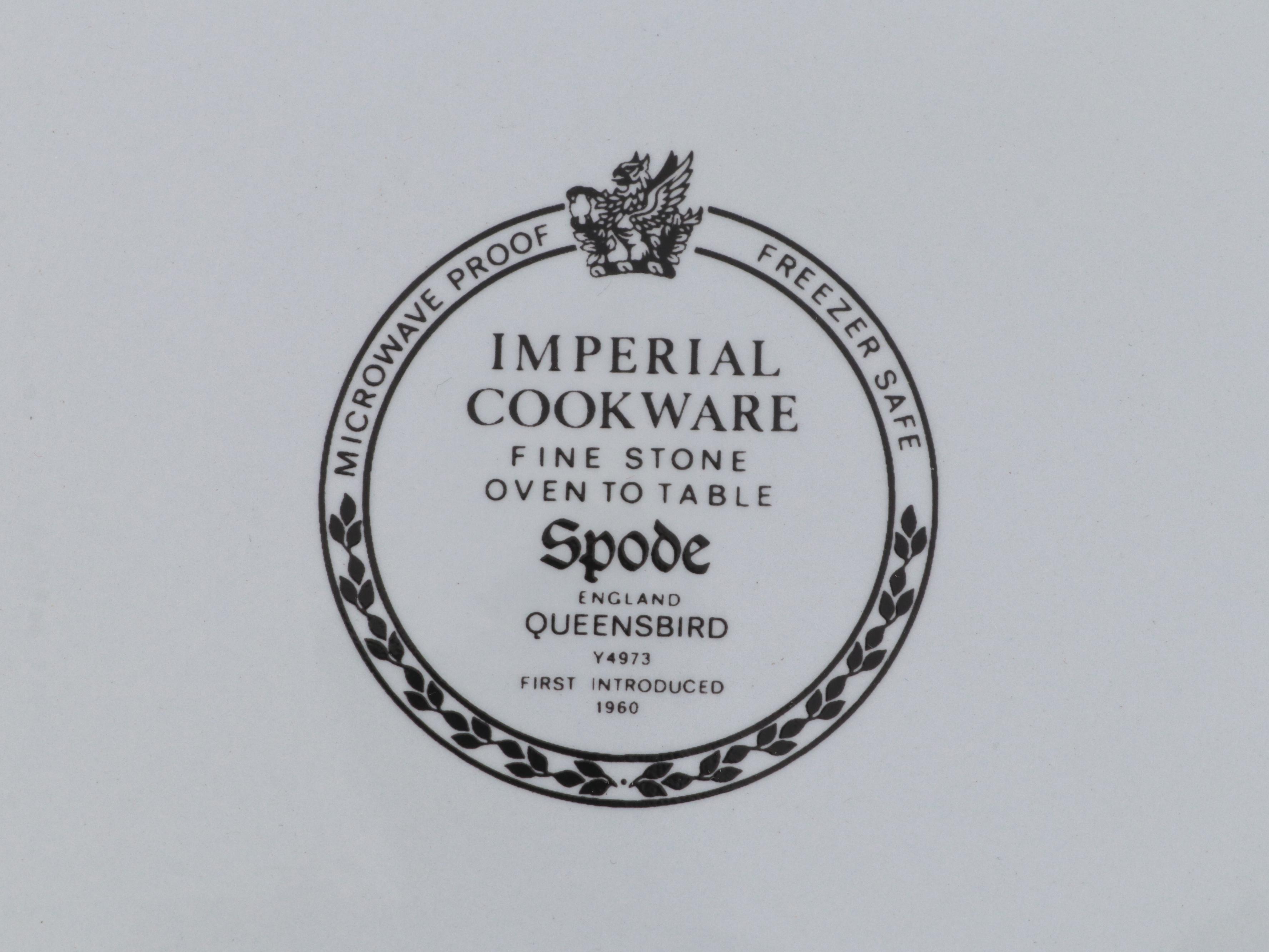 Spode "Queen's Bird" Oven to Table Dinnerware, Late 20th Century
