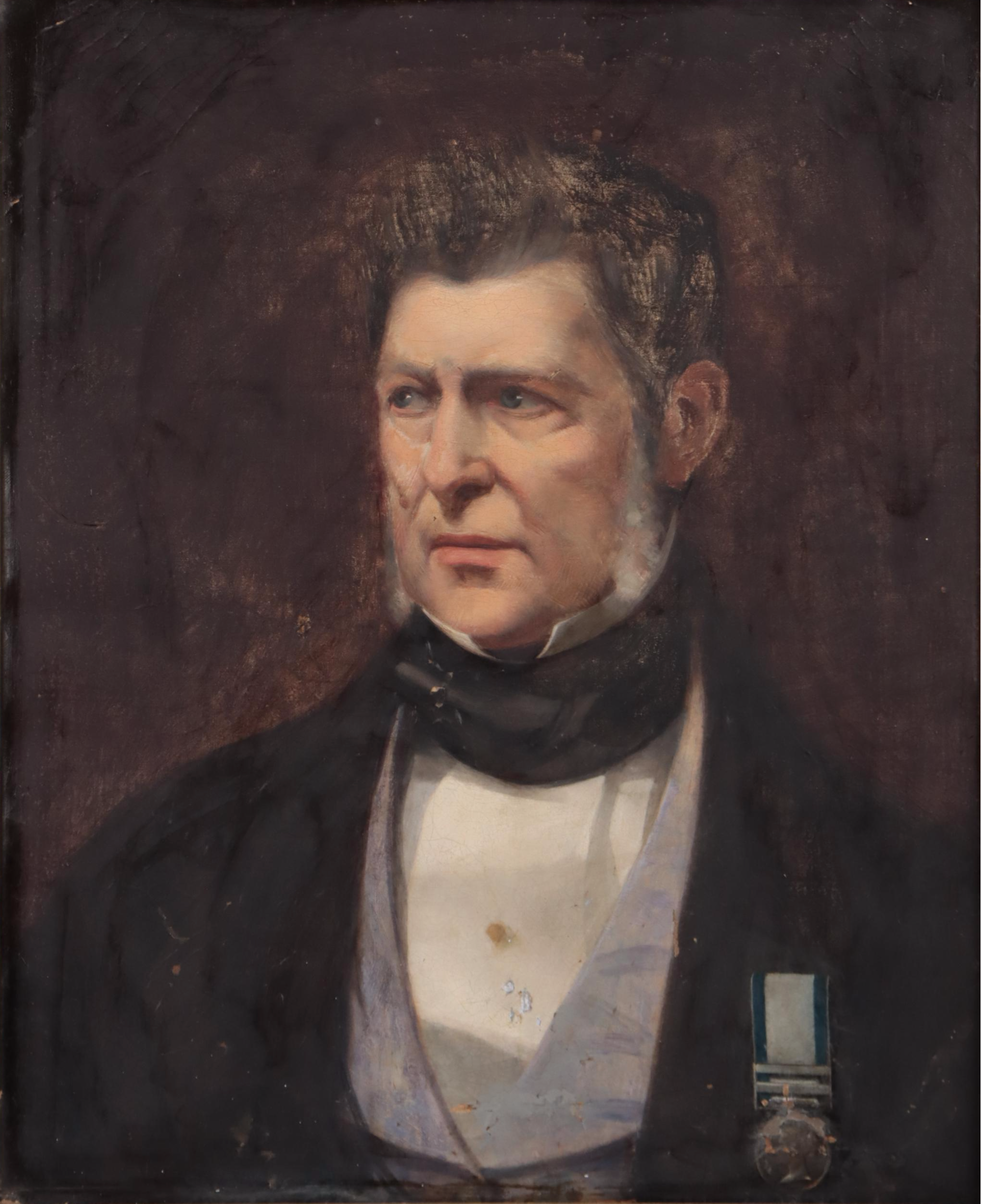 Royal Naval Oil Portrait of Man Wearing General Service Medal