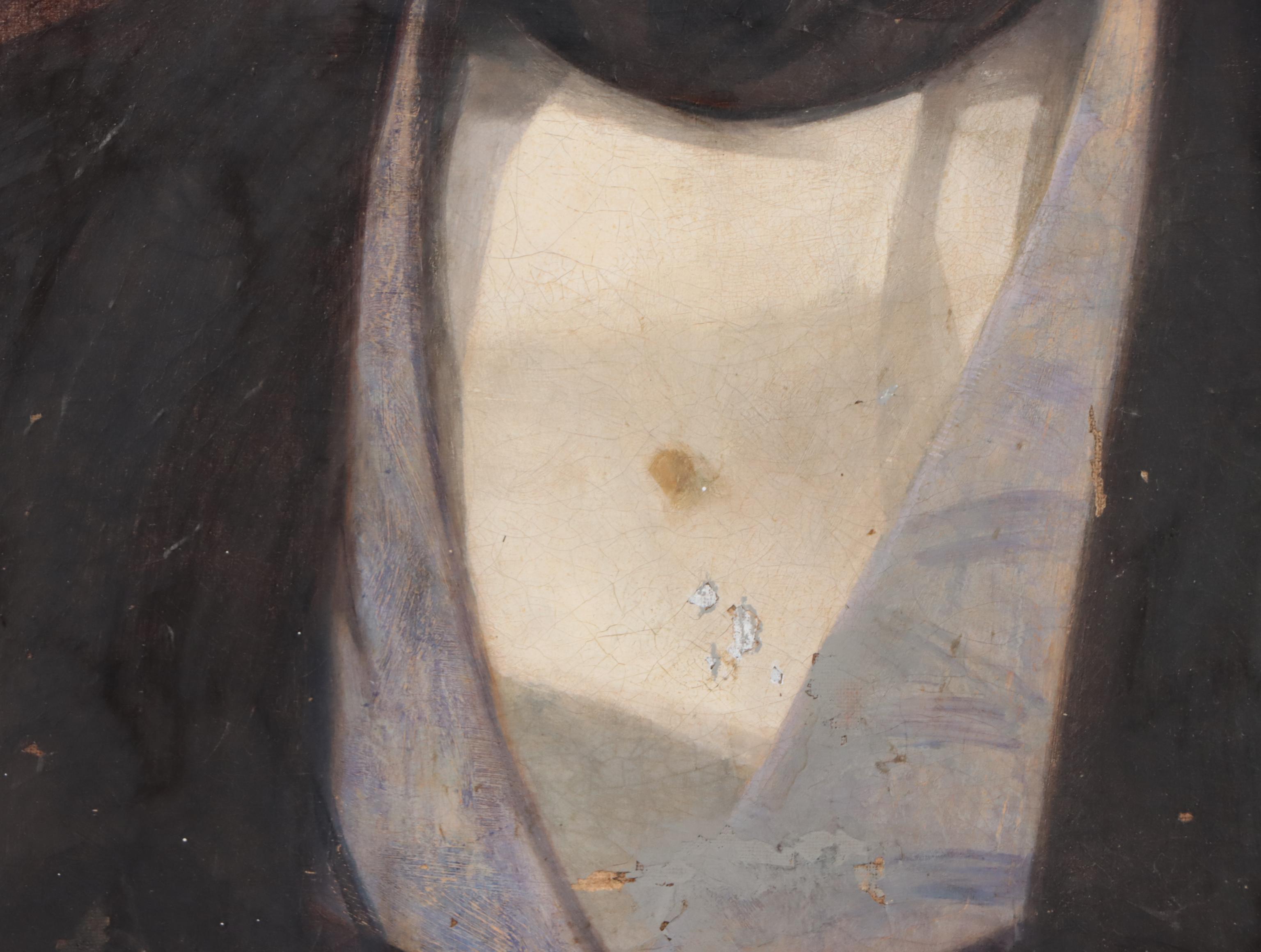 Royal Naval Oil Portrait of Man Wearing General Service Medal