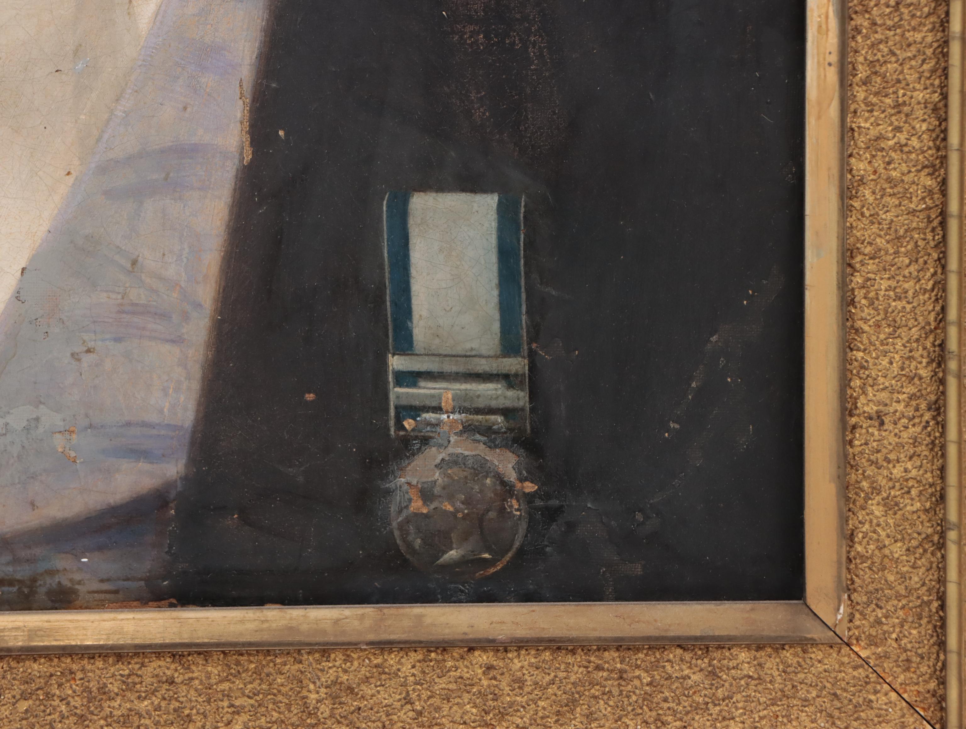 Royal Naval Oil Portrait of Man Wearing General Service Medal