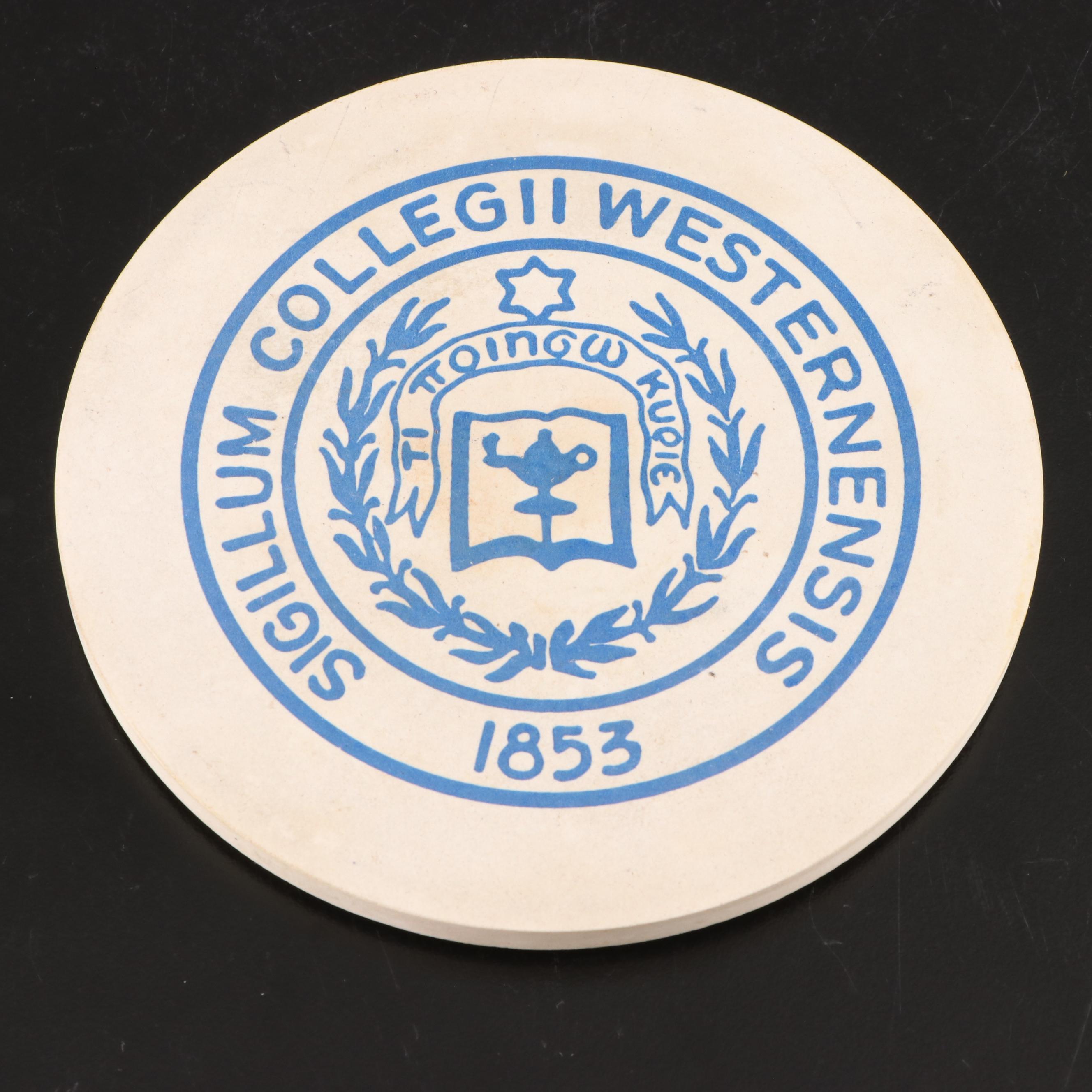 Western College Framed Seal Tile with Other Western College Memorabilia