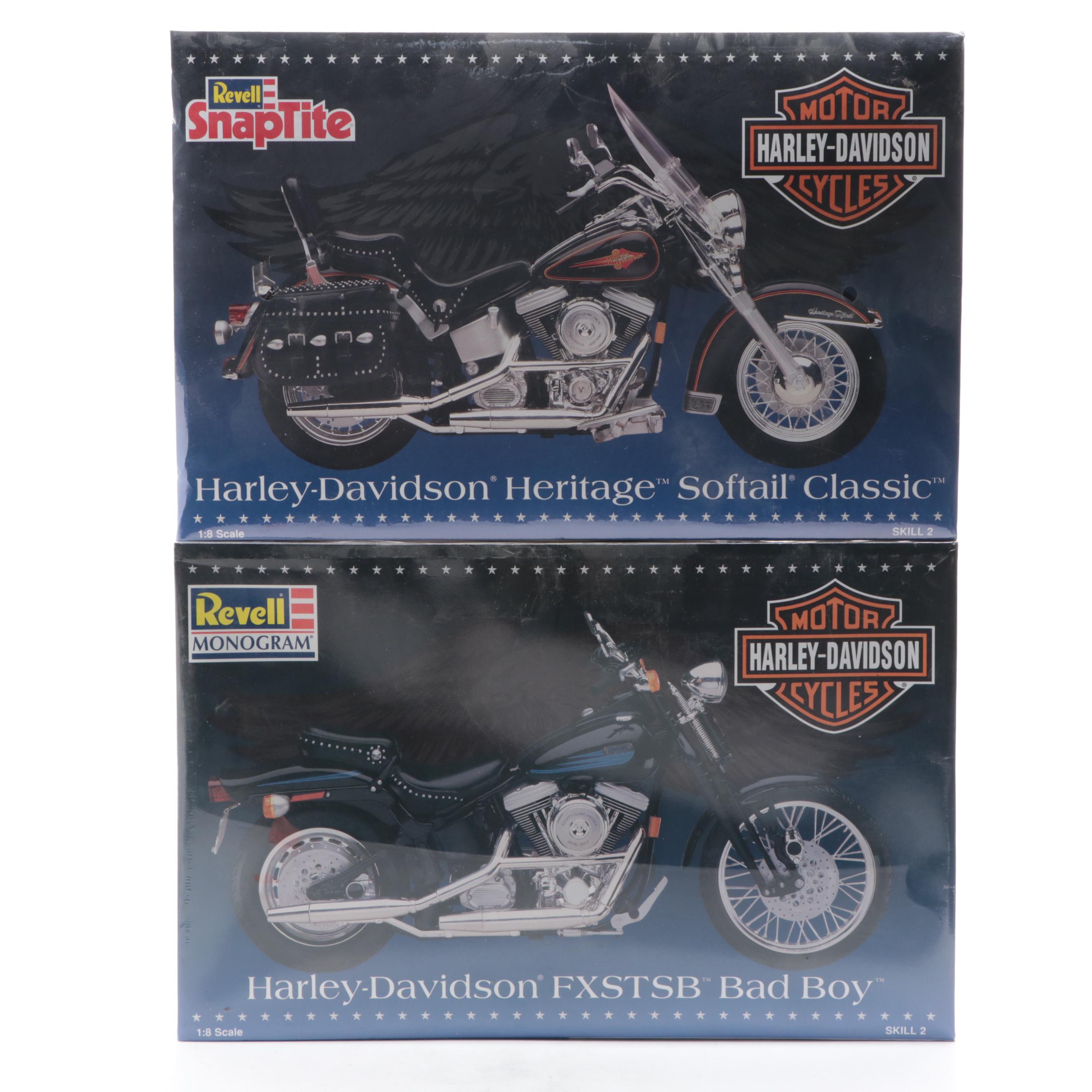 Revell Monogram Sealed Harley-Davidson Model Motorcycle Kits, 1990s