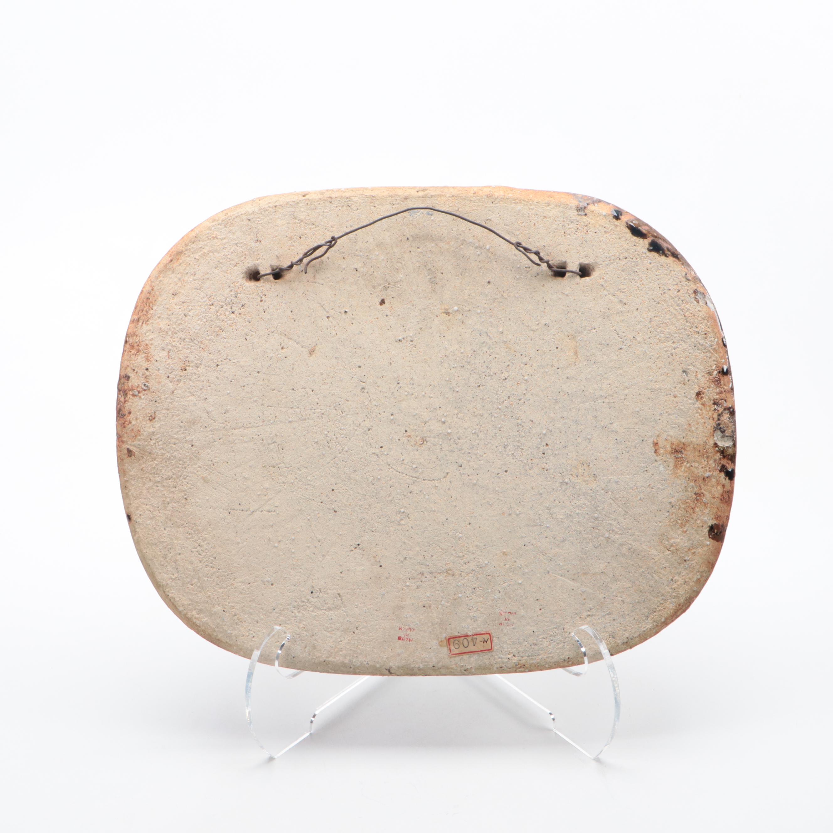 Japanese Stoneware and Glass Abstract Fish Wall Plaque