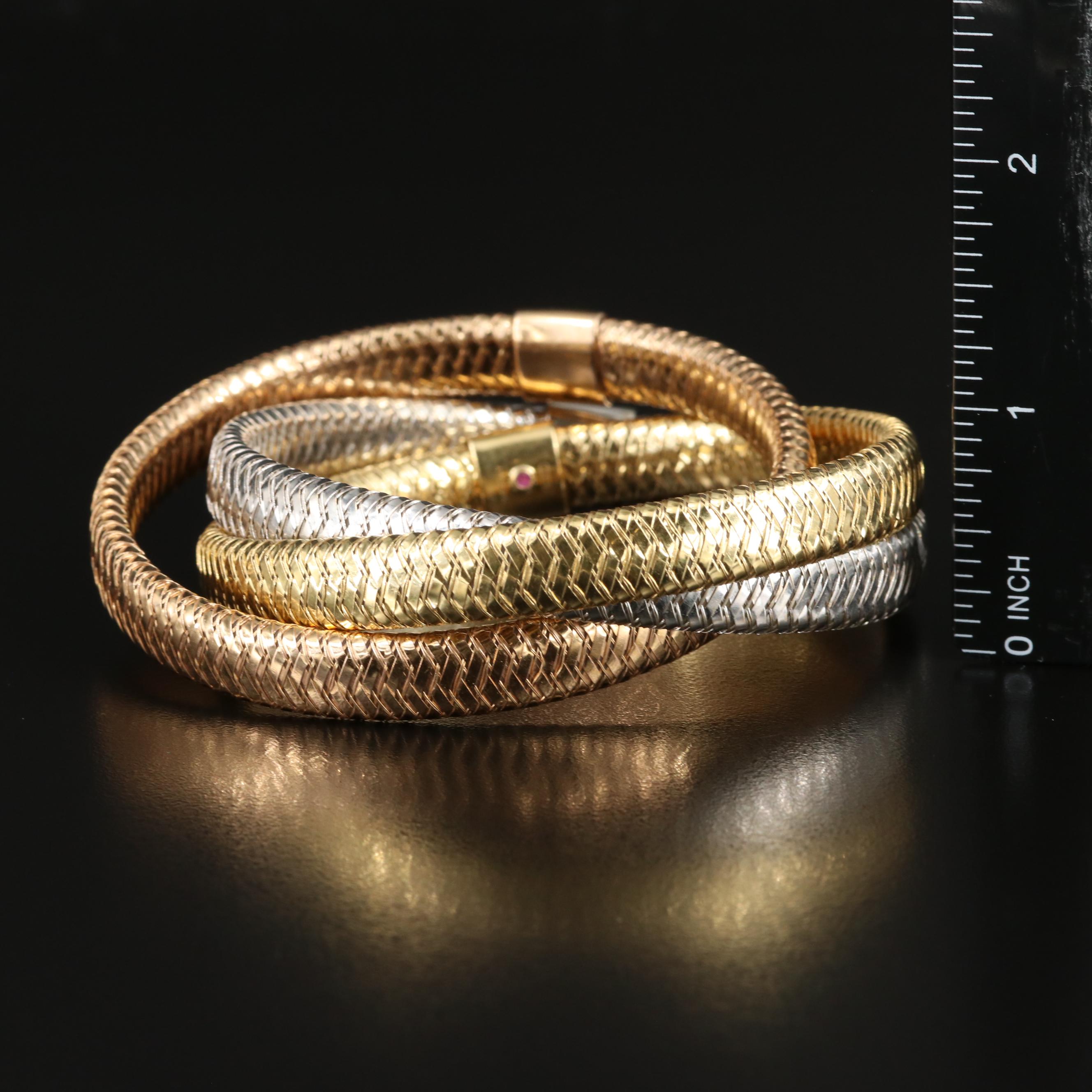 Roberto Coin "Primavera" 18K Tri-Color Flex Bracelet Set
