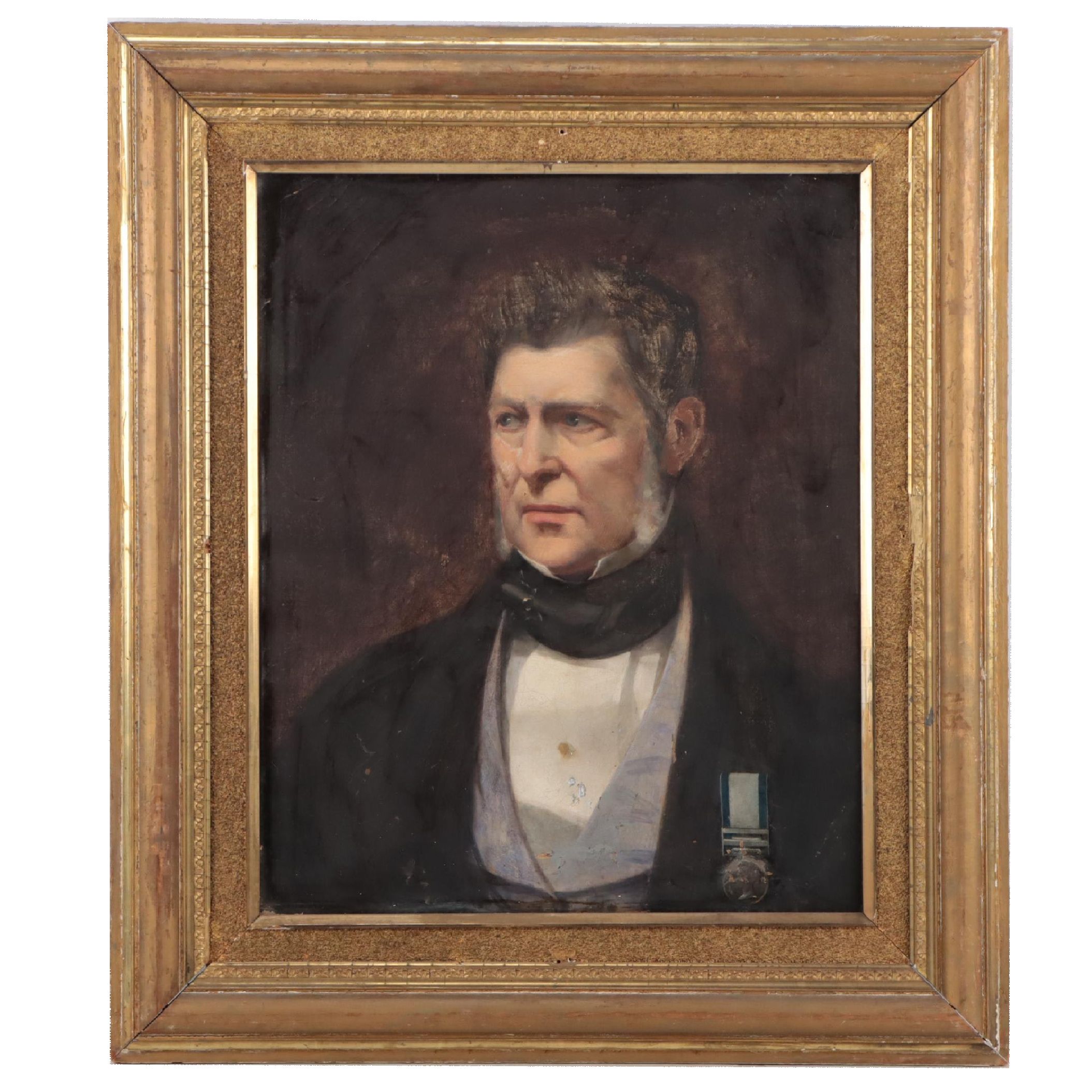 Royal Naval Oil Portrait of Man Wearing General Service Medal