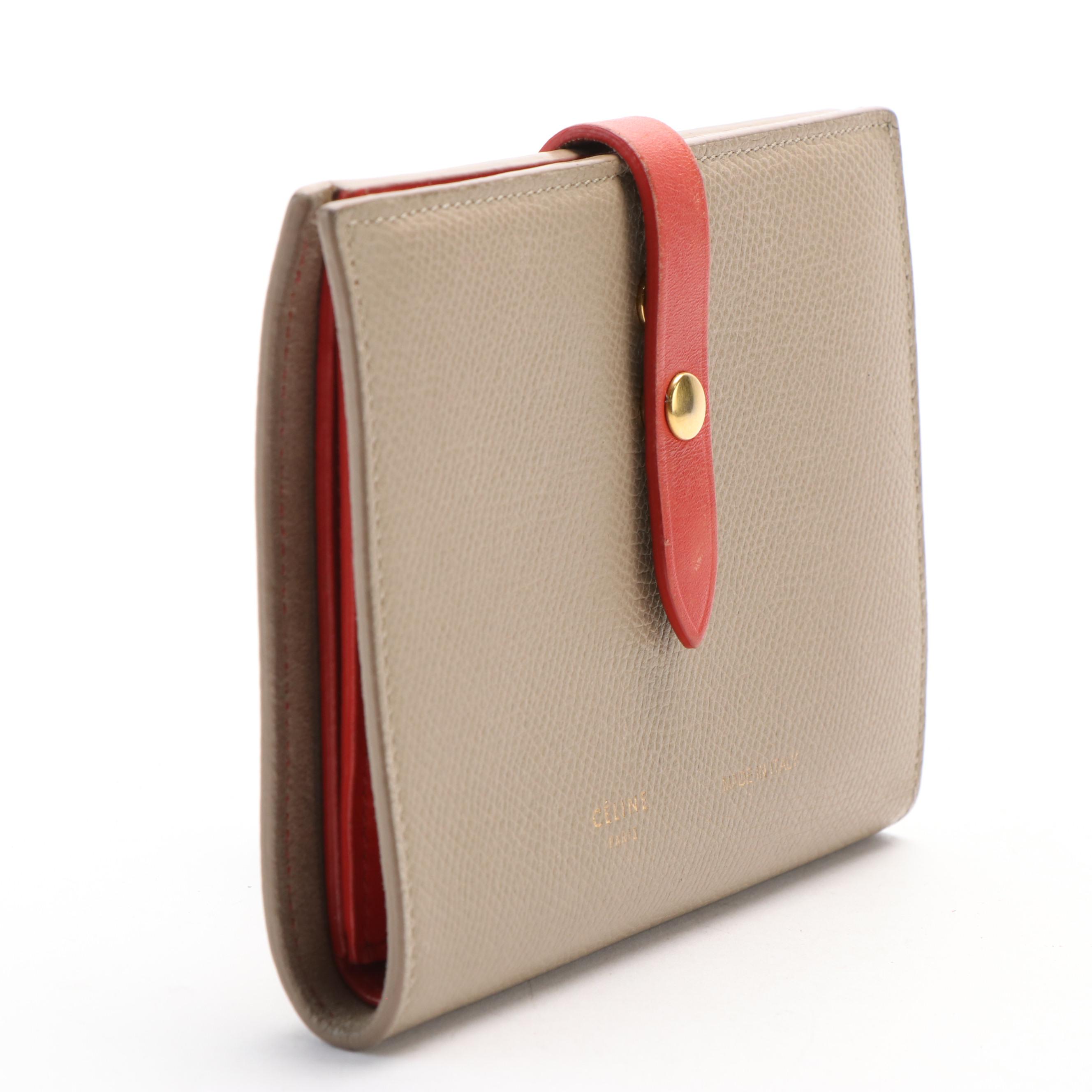 Céline Strap Wallet in Bicolor Grain Leather