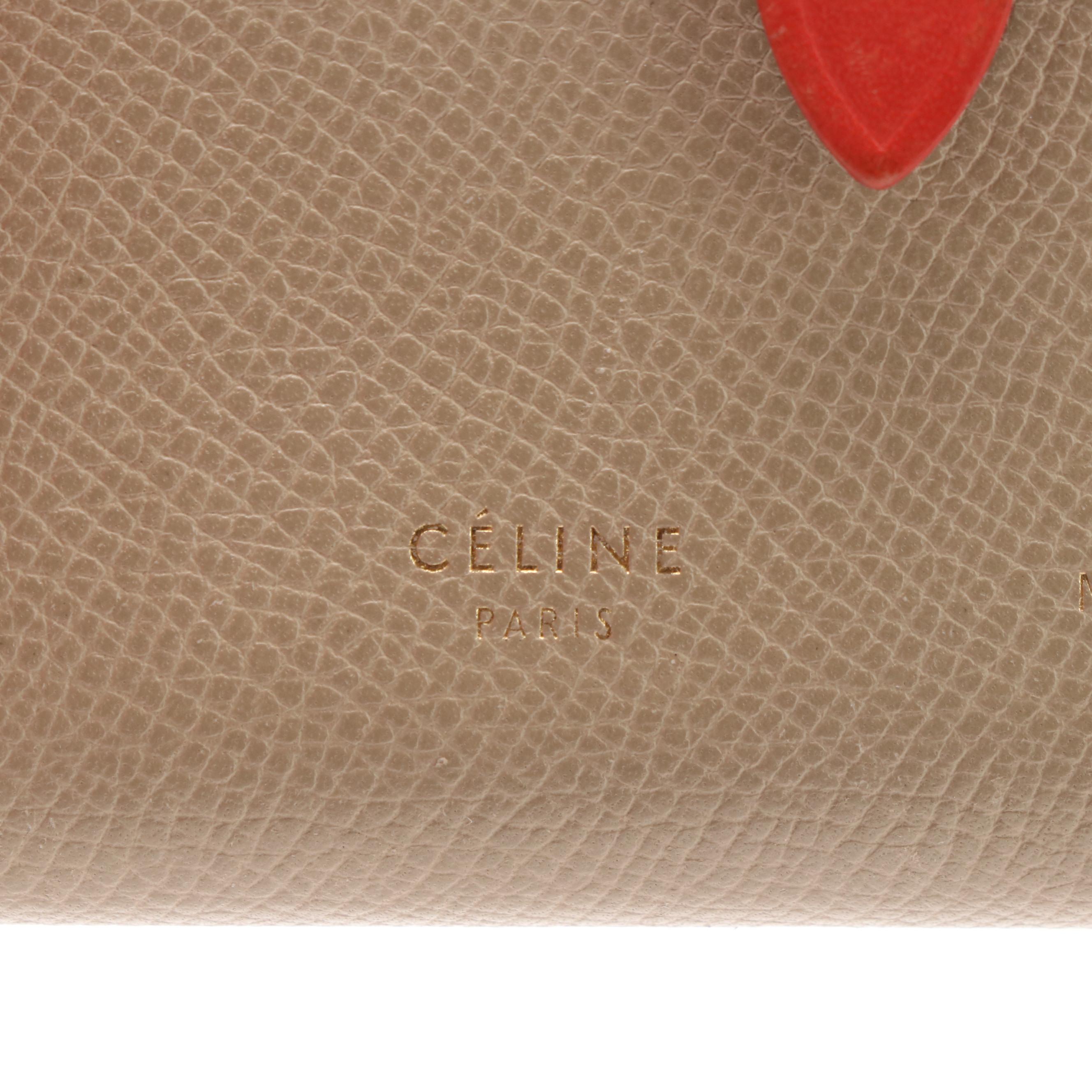 Céline Strap Wallet in Bicolor Grain Leather