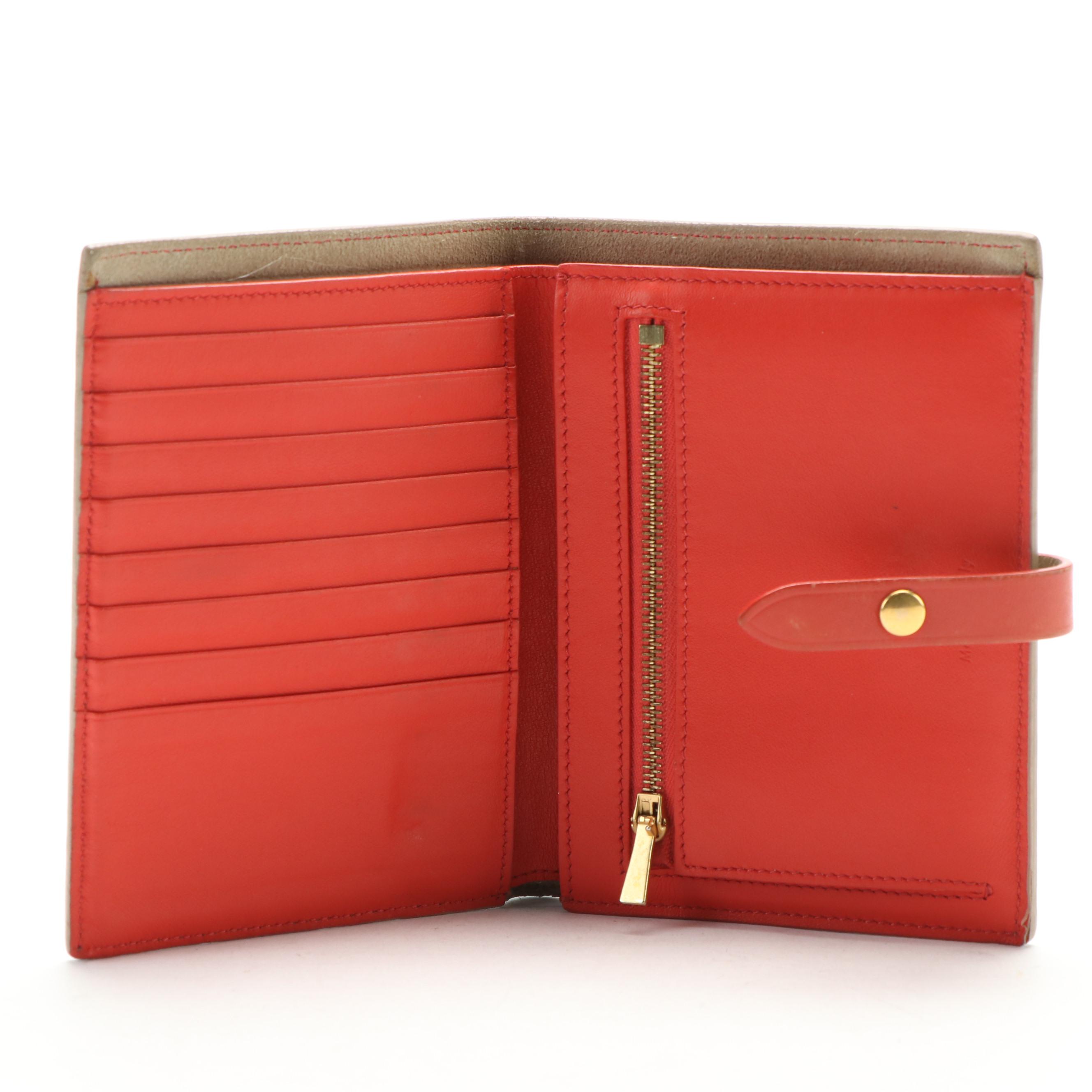Céline Strap Wallet in Bicolor Grain Leather