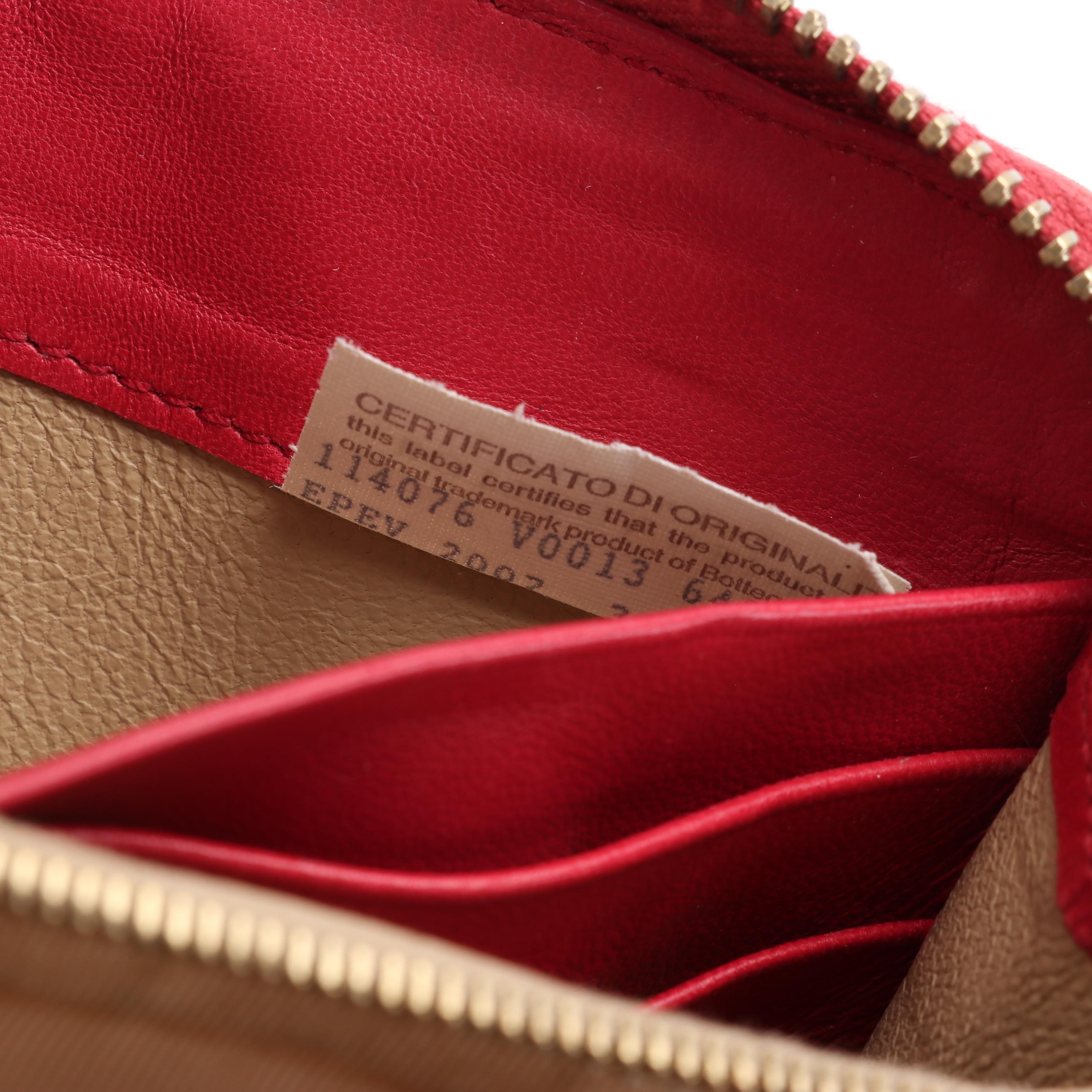 Bottega Veneta Continental Wallet in Red Intrecciato Leather