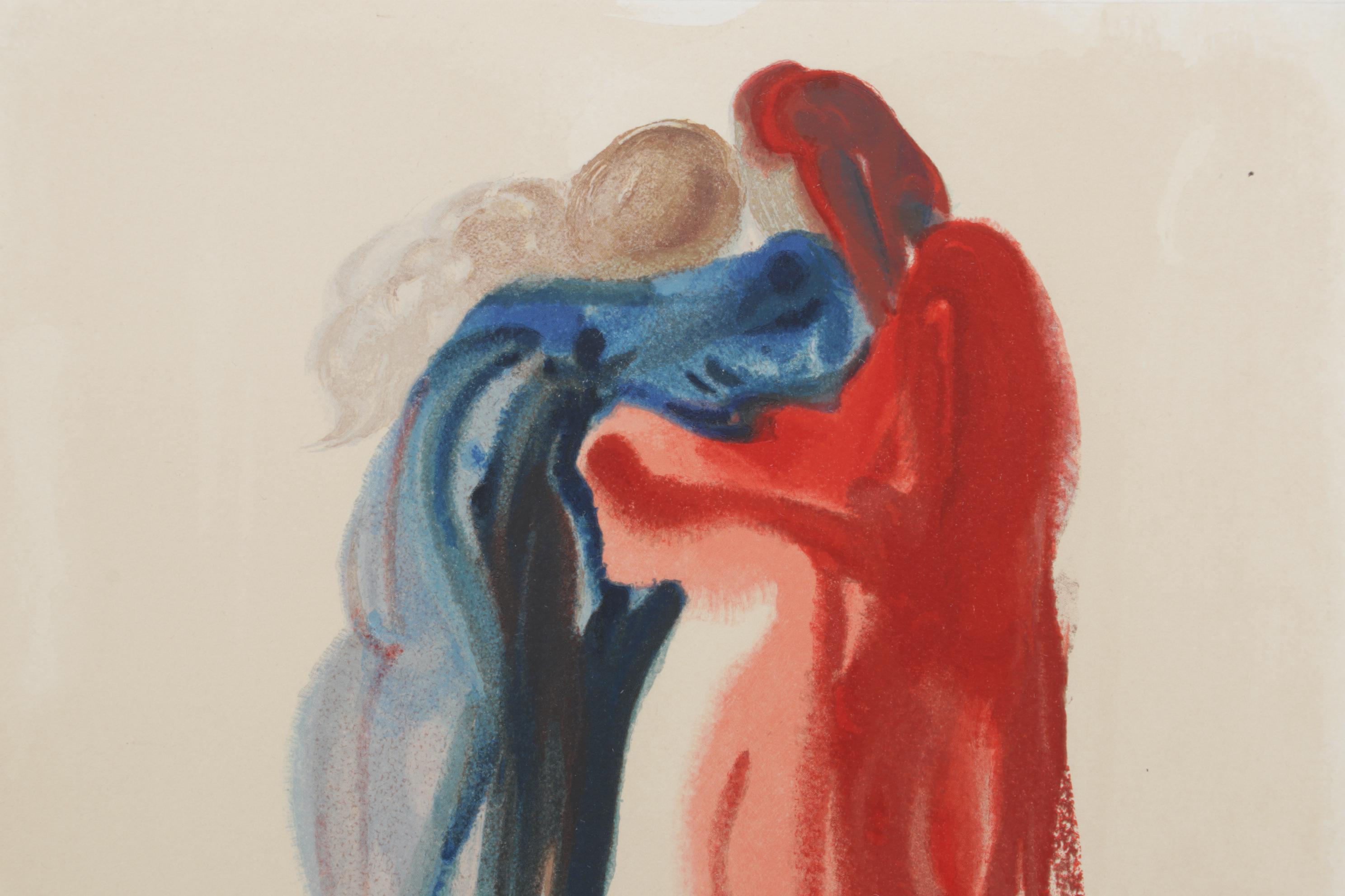 Salvador Dalí Wood Engraving "Rencontre de Dante et Béatrice"