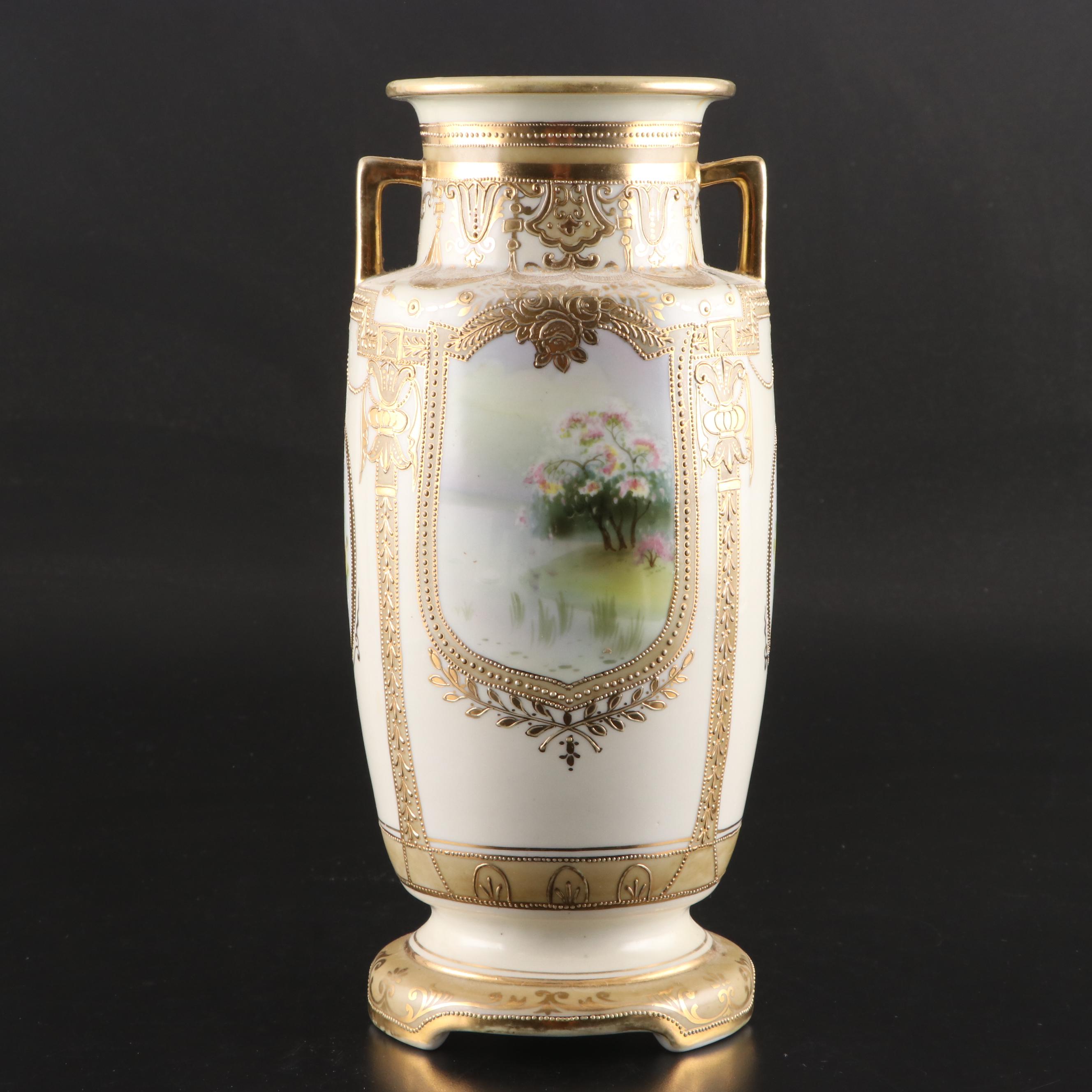 Morimura Brothers Nippon Vase with Other Rose Bowl and Lamp