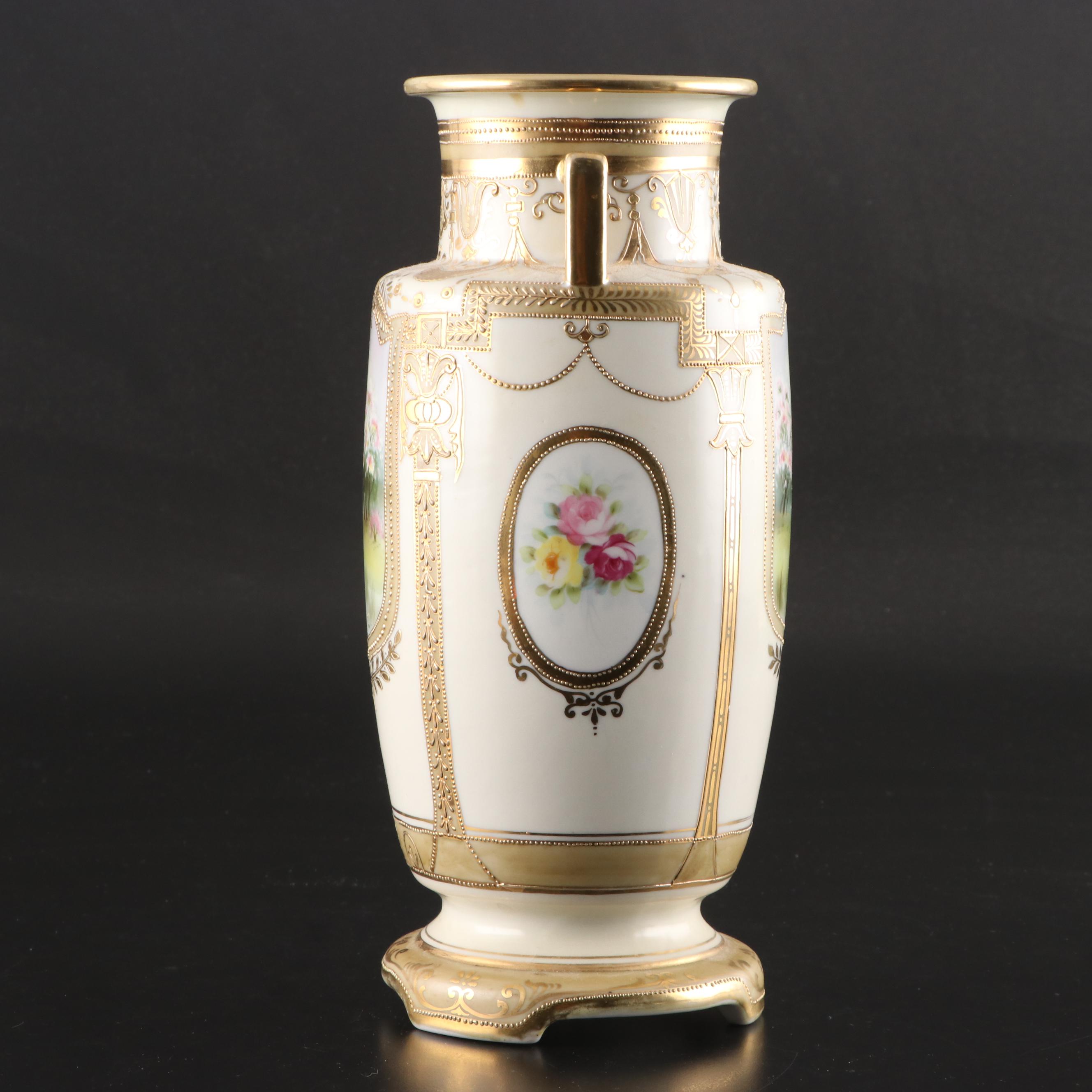 Morimura Brothers Nippon Vase with Other Rose Bowl and Lamp