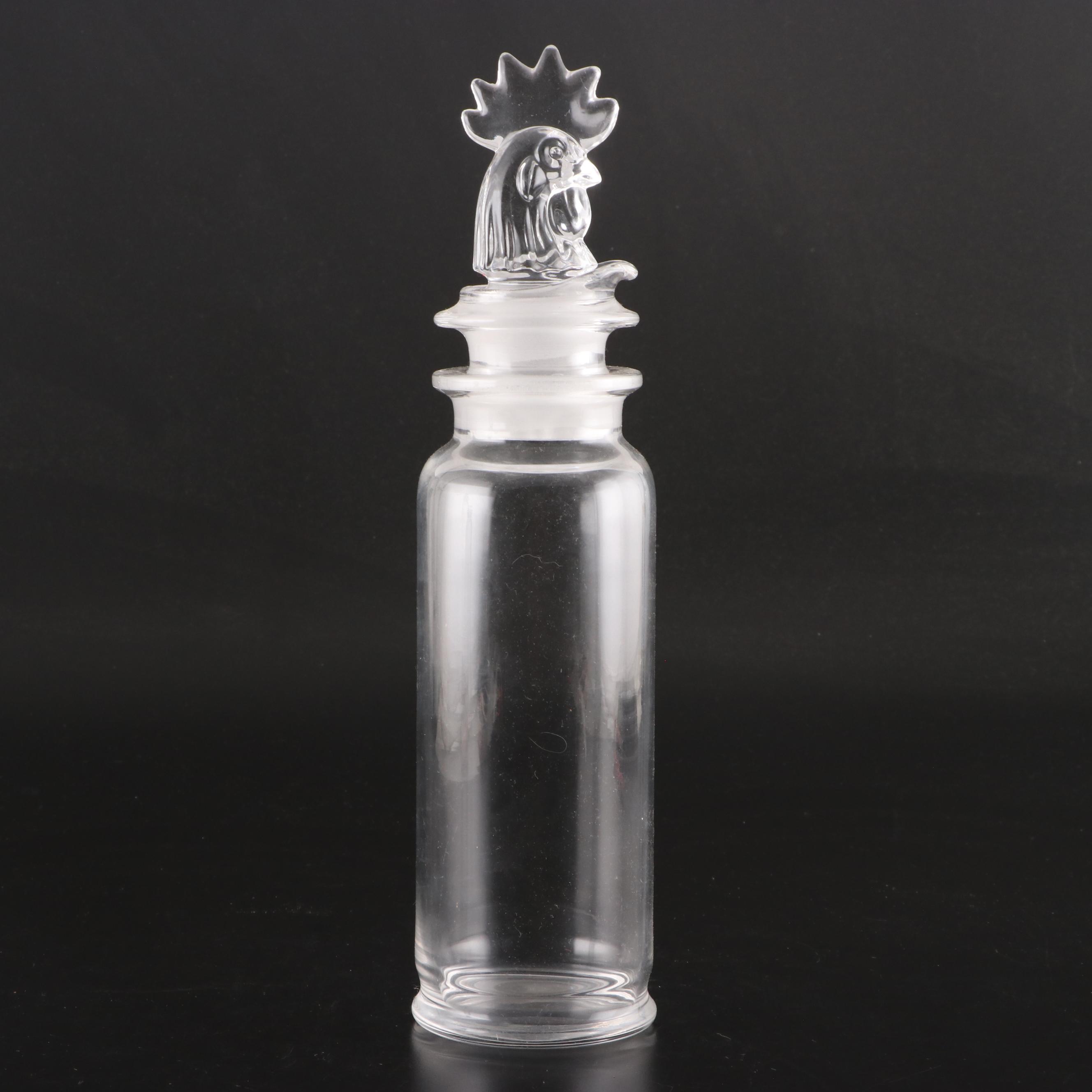Heisey Carl Cobel Three Piece Rooster Decanter Shaker with Other Glass Jar
