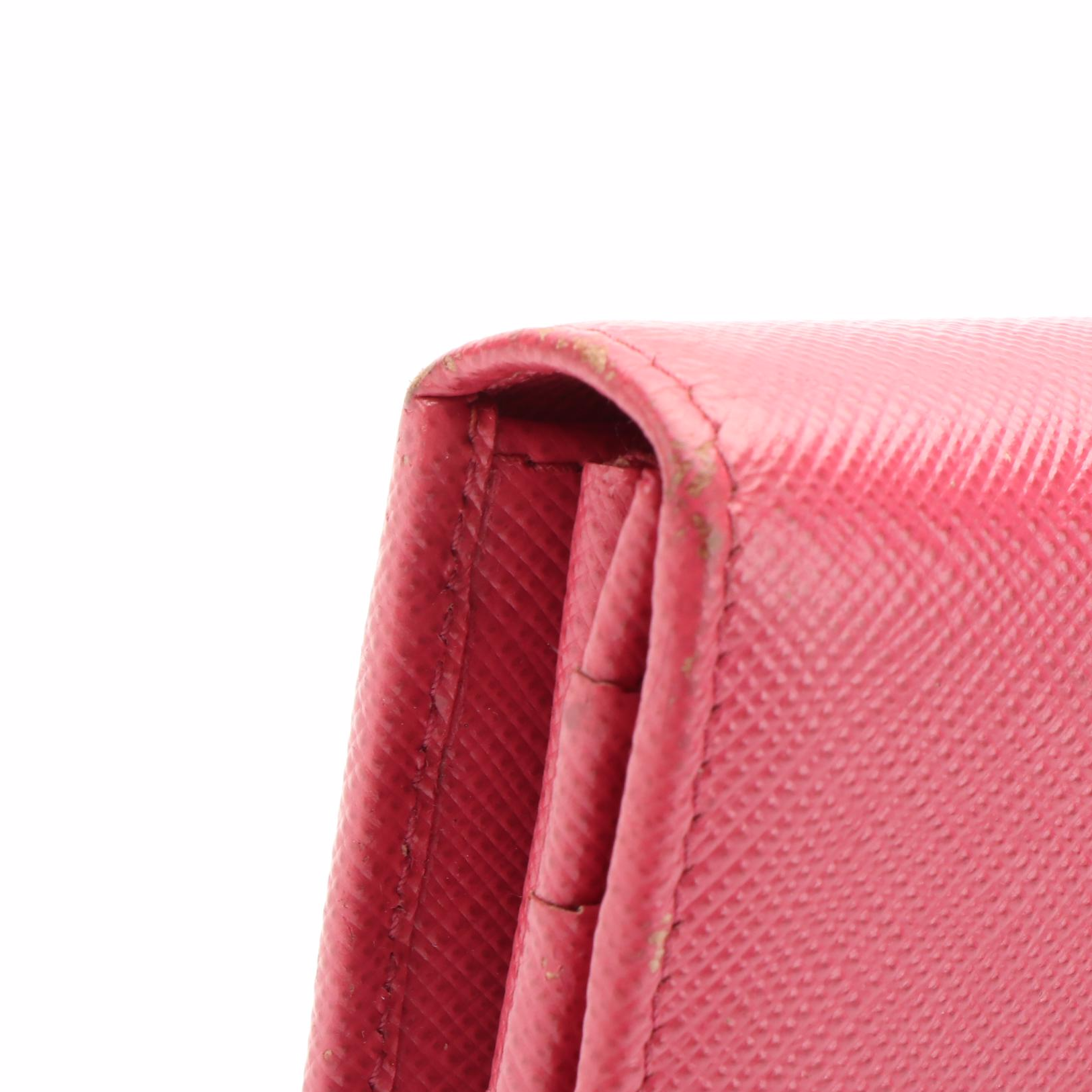 Prada Continental Wallet in Pink Saffiano Leather