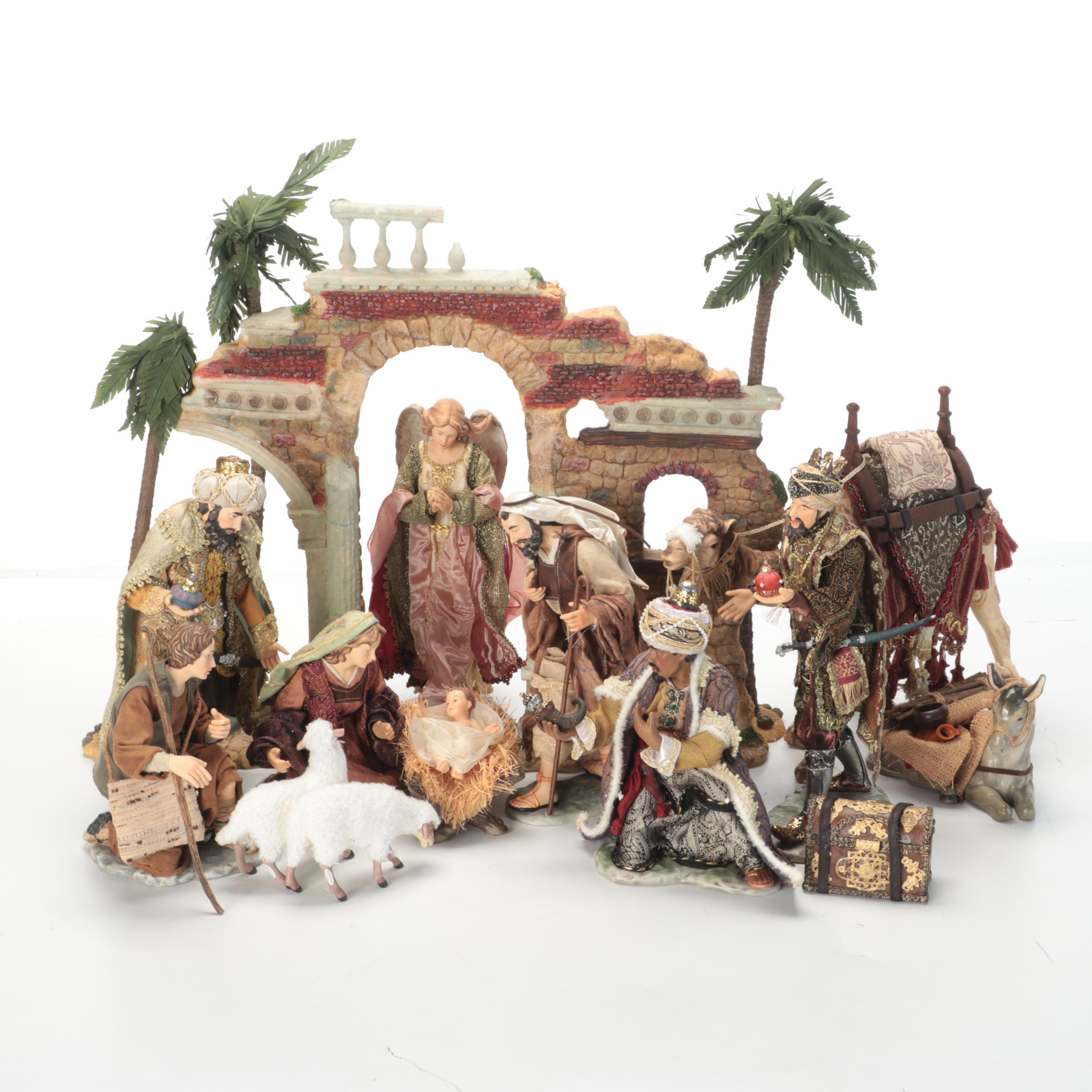 Artful Living Hand Painted Porcelain Nativity Set