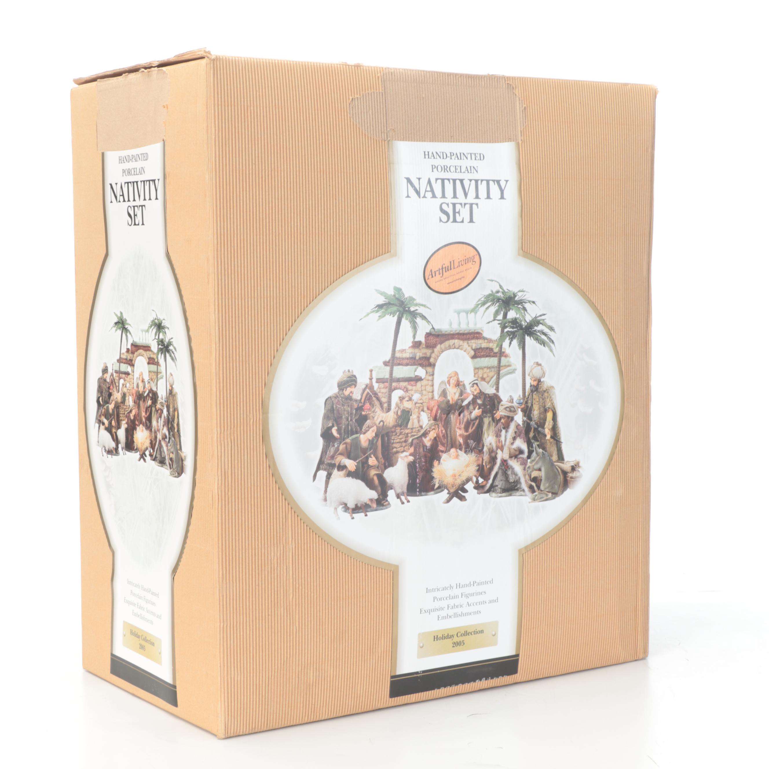 Artful Living Hand Painted Porcelain Nativity Set