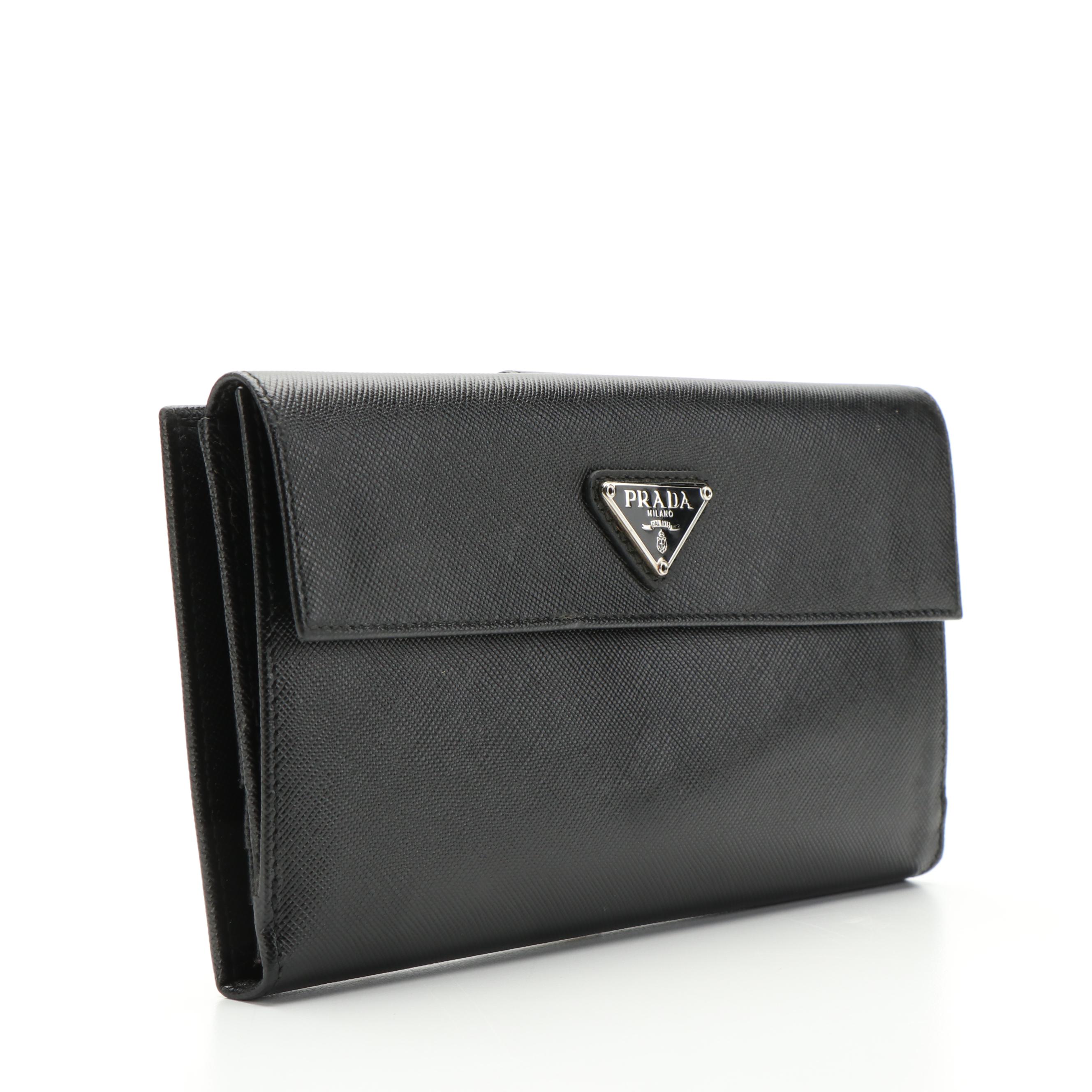 Prada Saffiano Lux Leather Continental Wallet with Box