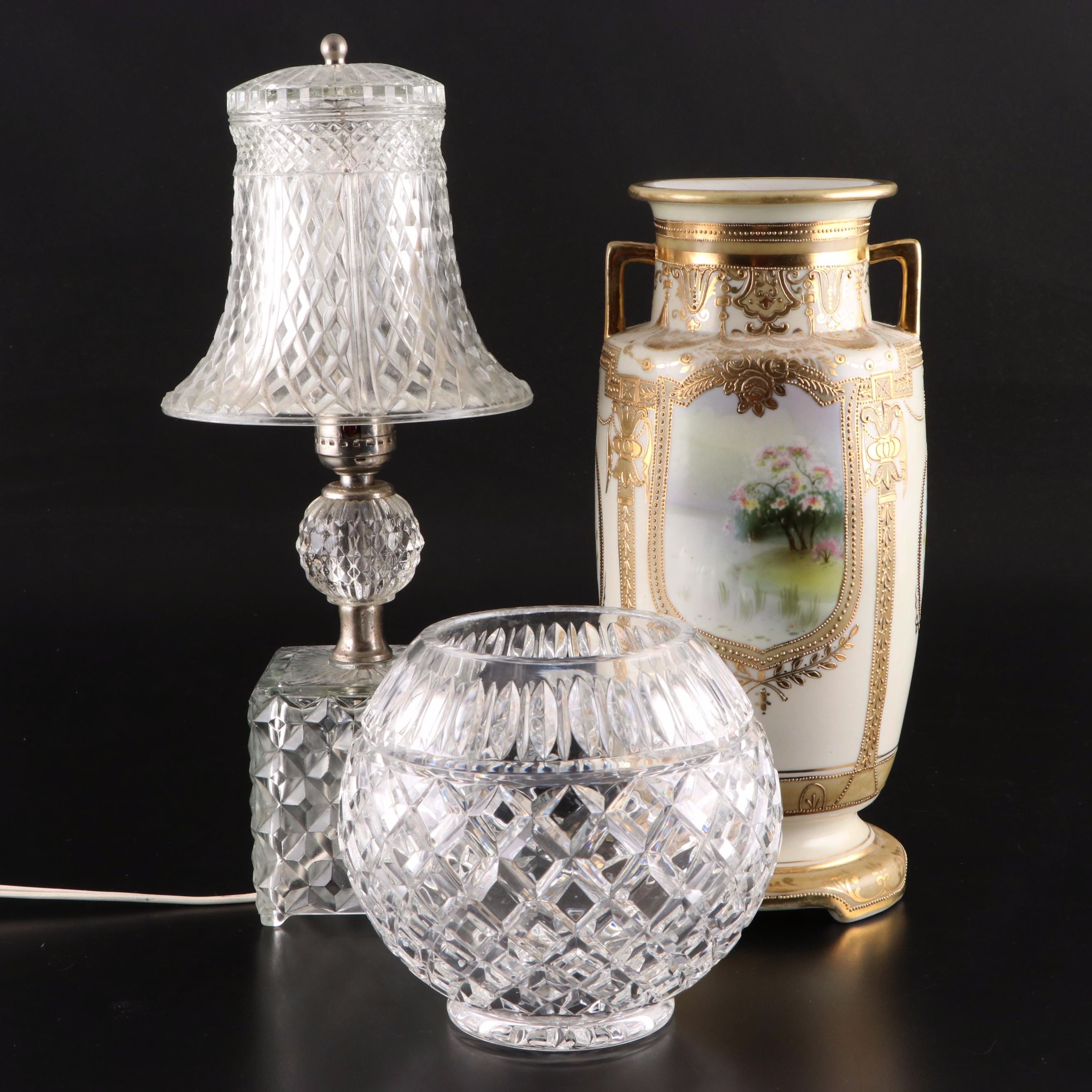 Morimura Brothers Nippon Vase with Other Rose Bowl and Lamp