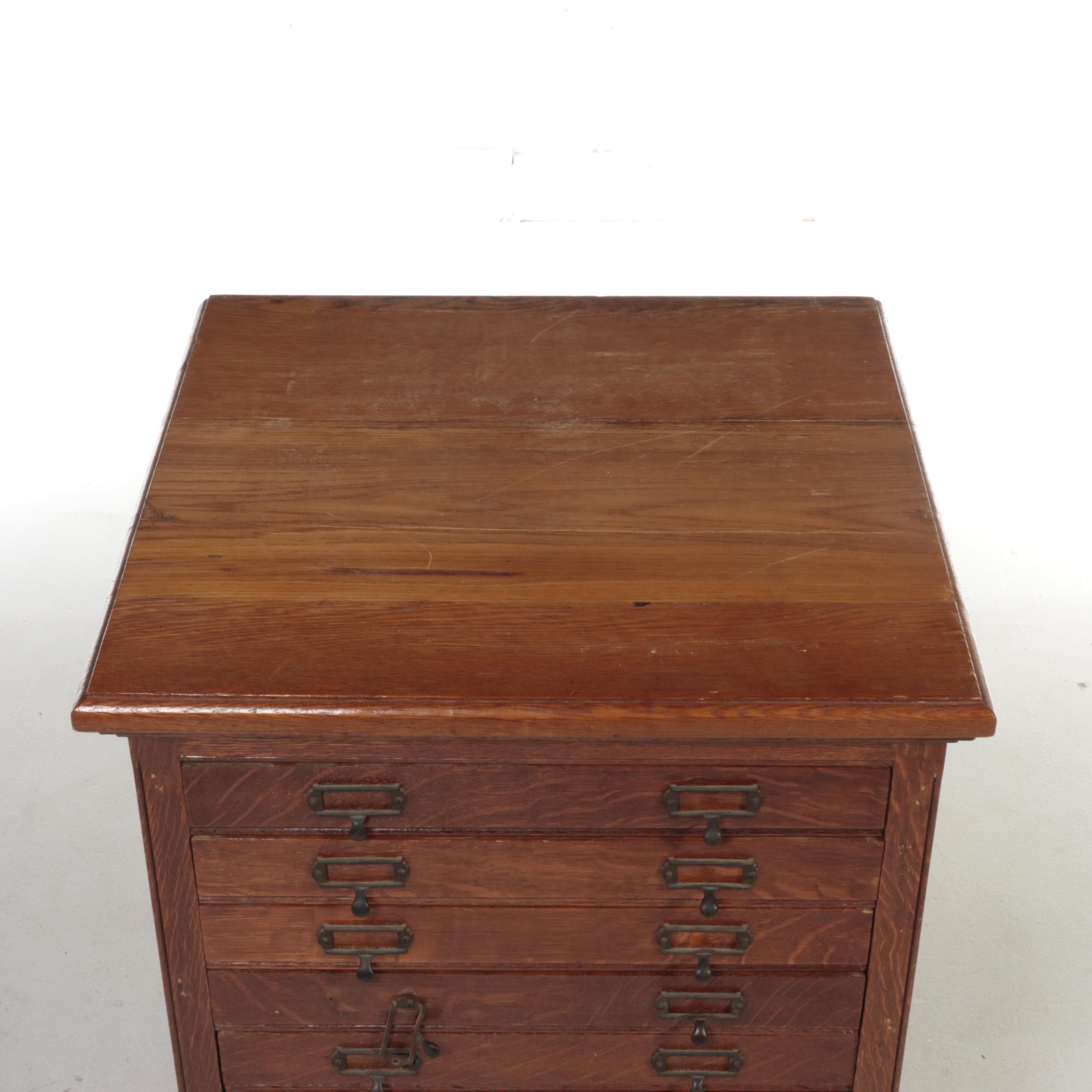 Oak Flat File Cabinet, Early 20th Century-