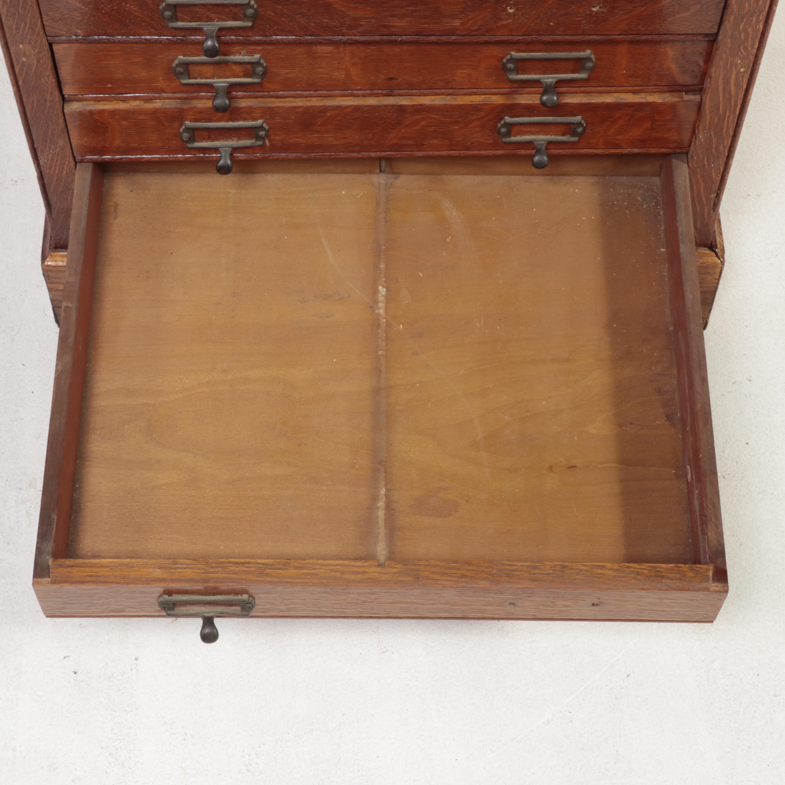 Oak Flat File Cabinet, Early 20th Century-