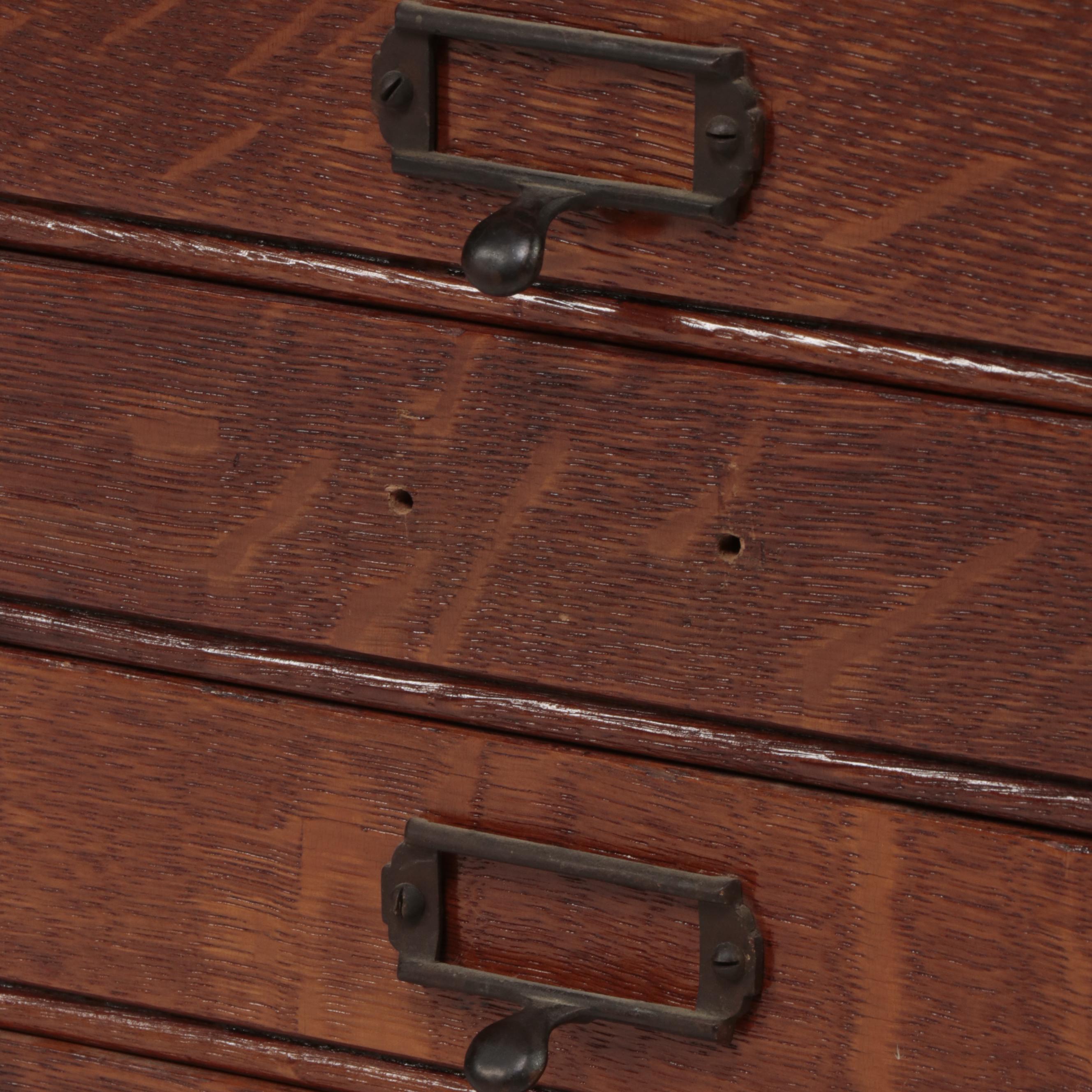 Oak Flat File Cabinet, Early 20th Century-