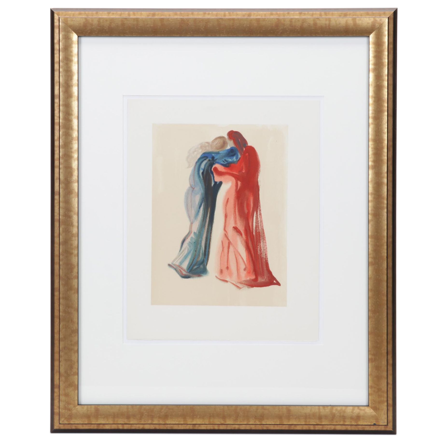 Salvador Dalí Wood Engraving "Rencontre de Dante et Béatrice"