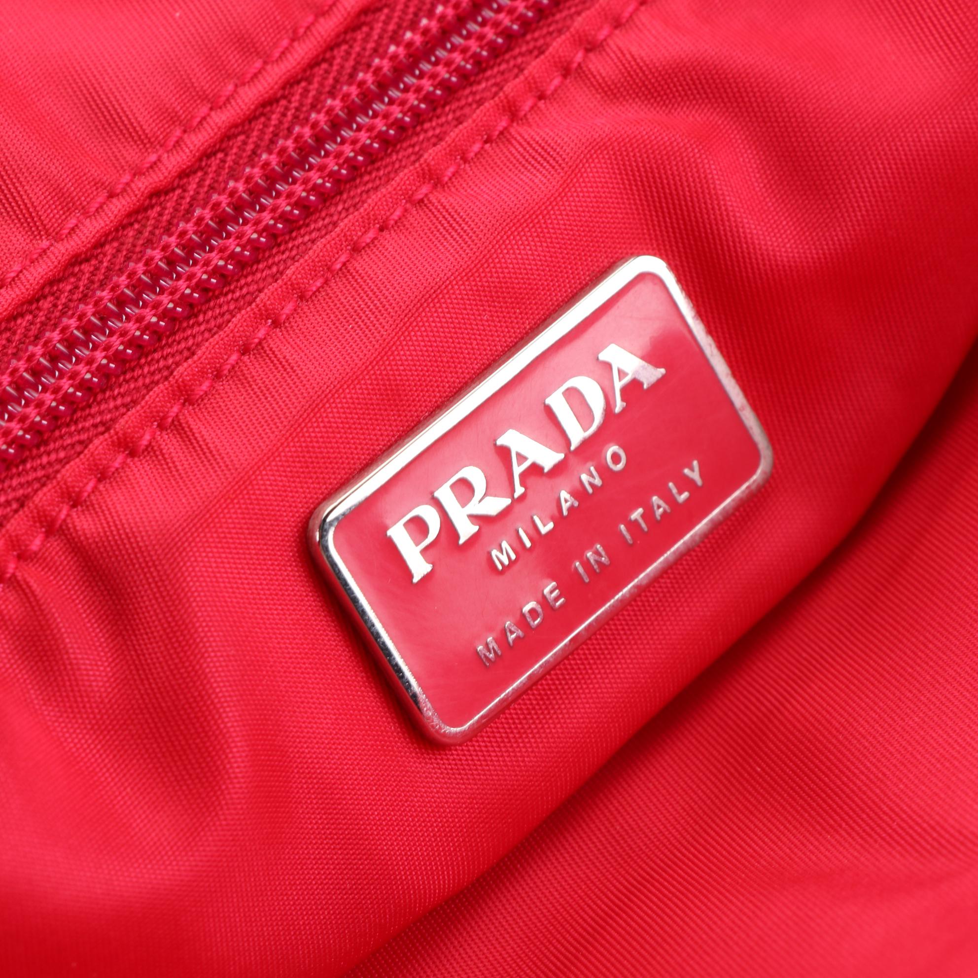 Prada Hand Bag in Vermiglio Tessuto Nylon with Clear Lucite Handles