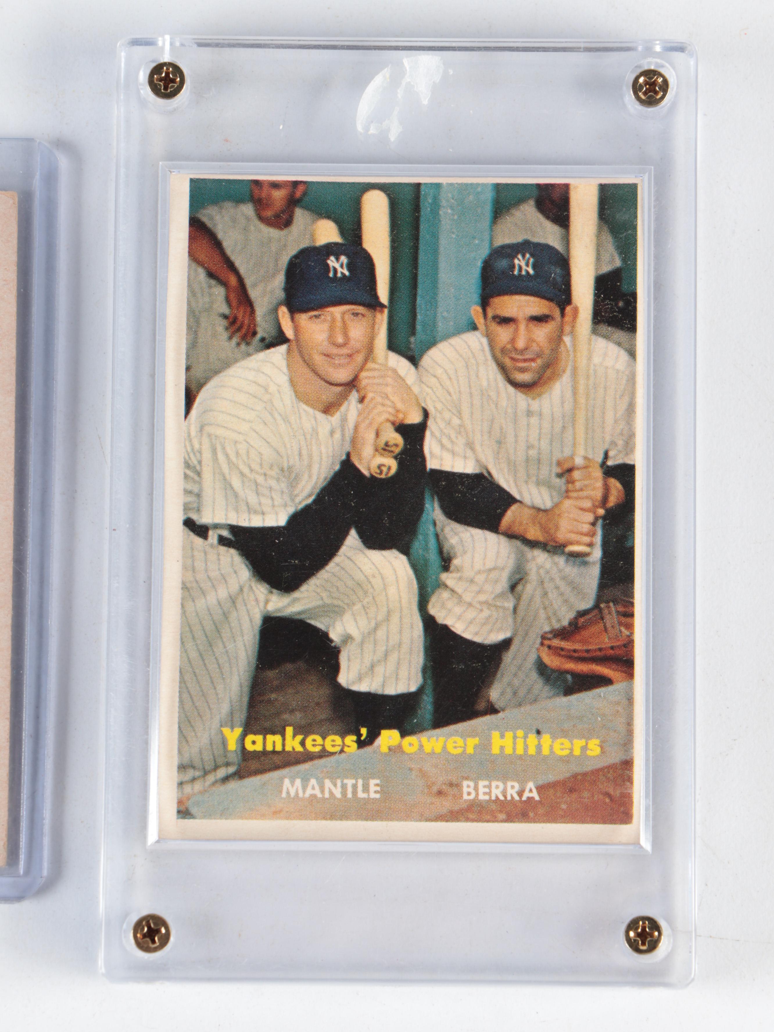 1957 Topps Baseball Cards with Mickey Mantle, Yogi Berra and Sandy Koufax