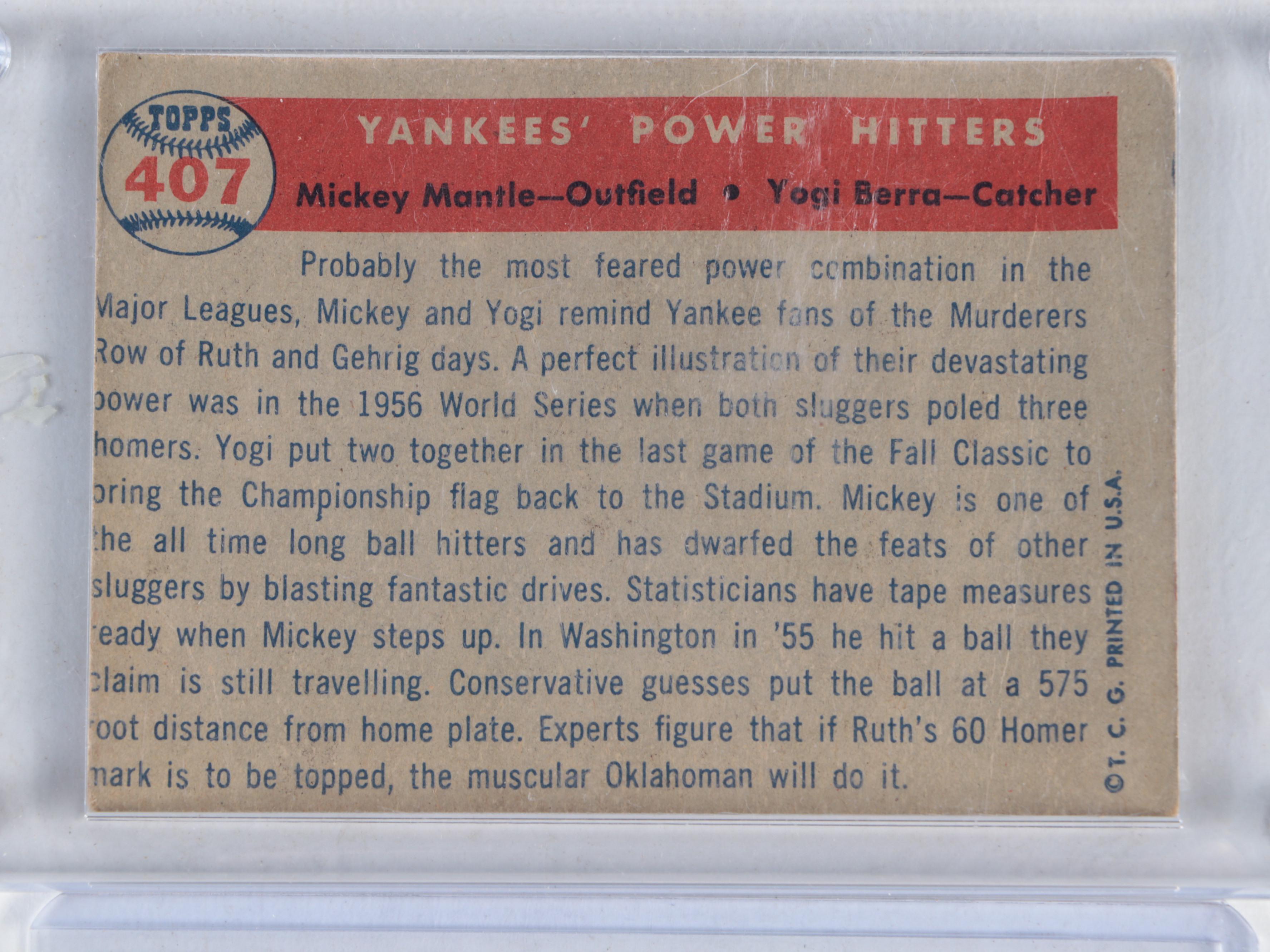 1957 Topps Baseball Cards with Mickey Mantle, Yogi Berra and Sandy Koufax