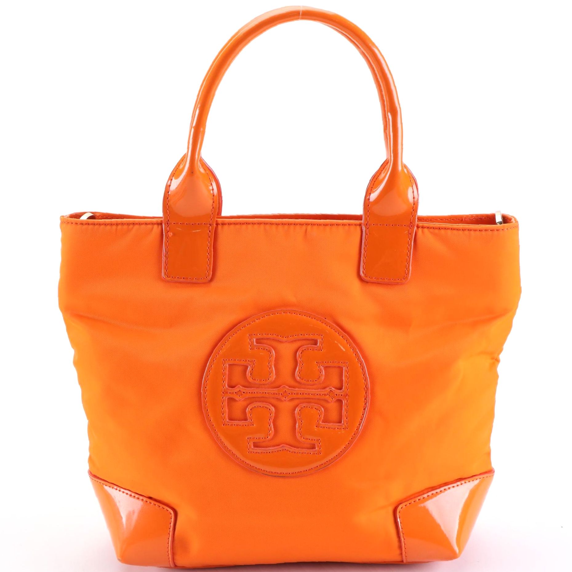 Tory Burch Mini Ella Logo Tote in Nylon and Patent Leather