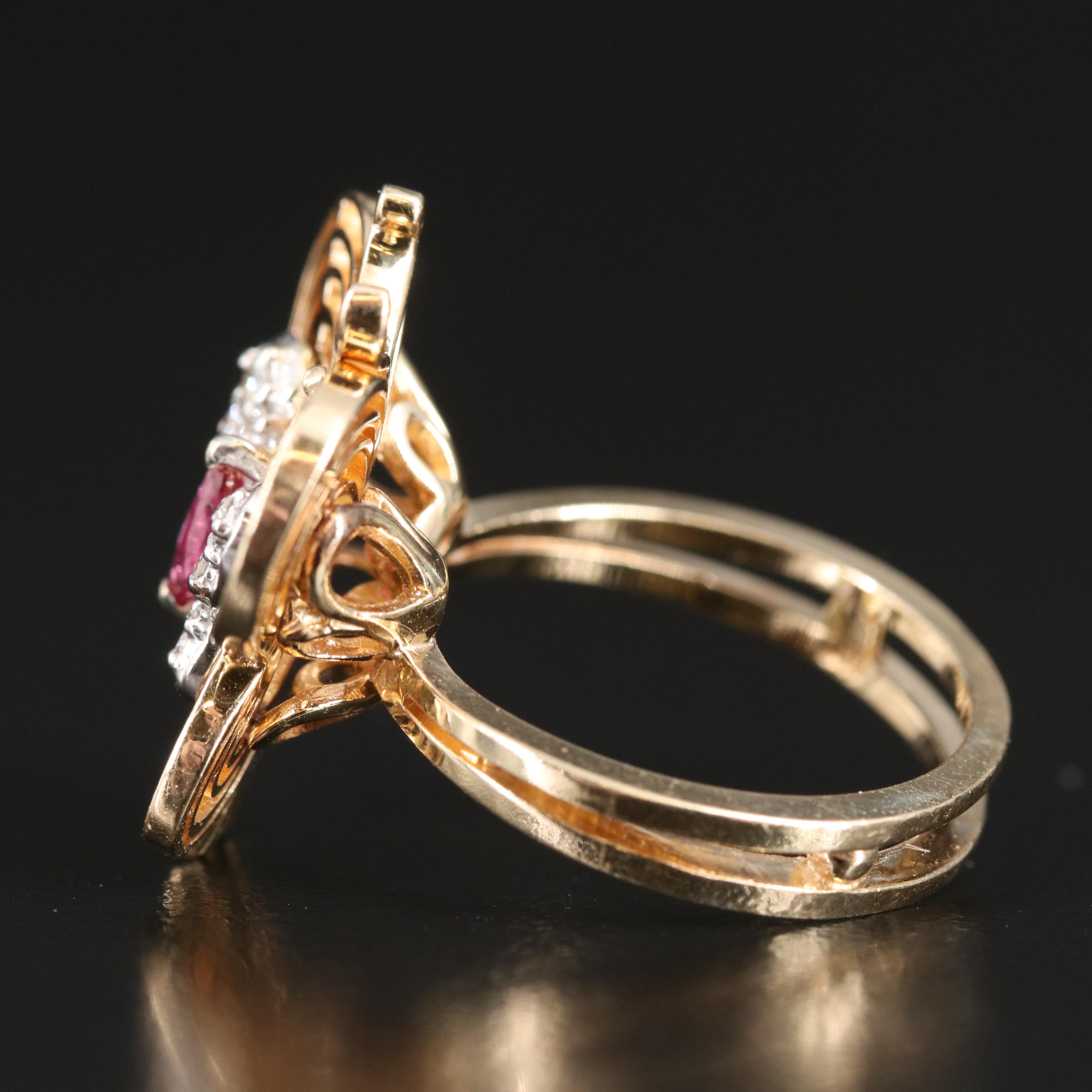 14K Ruby and Diamond Butterfly Ring
