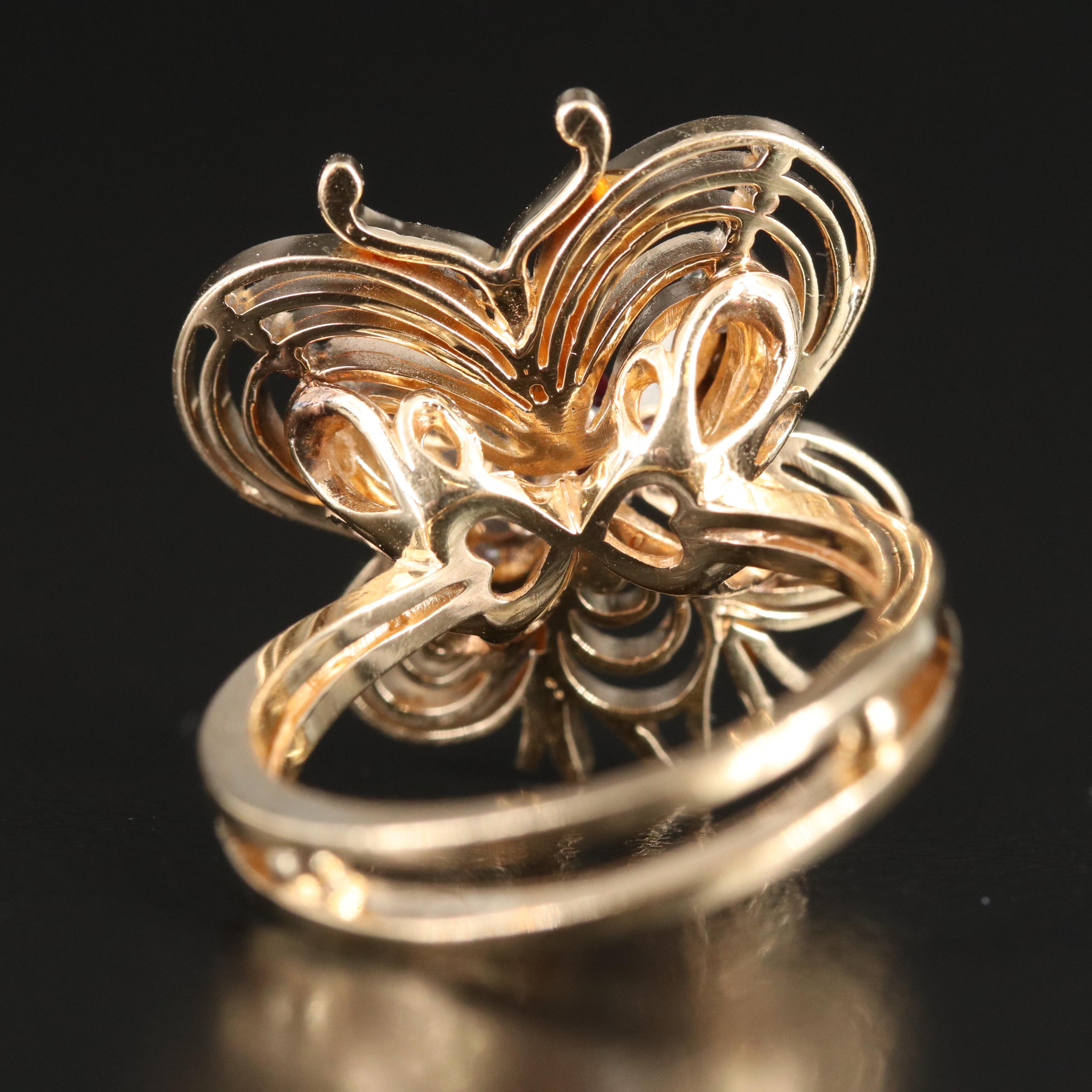 14K Ruby and Diamond Butterfly Ring