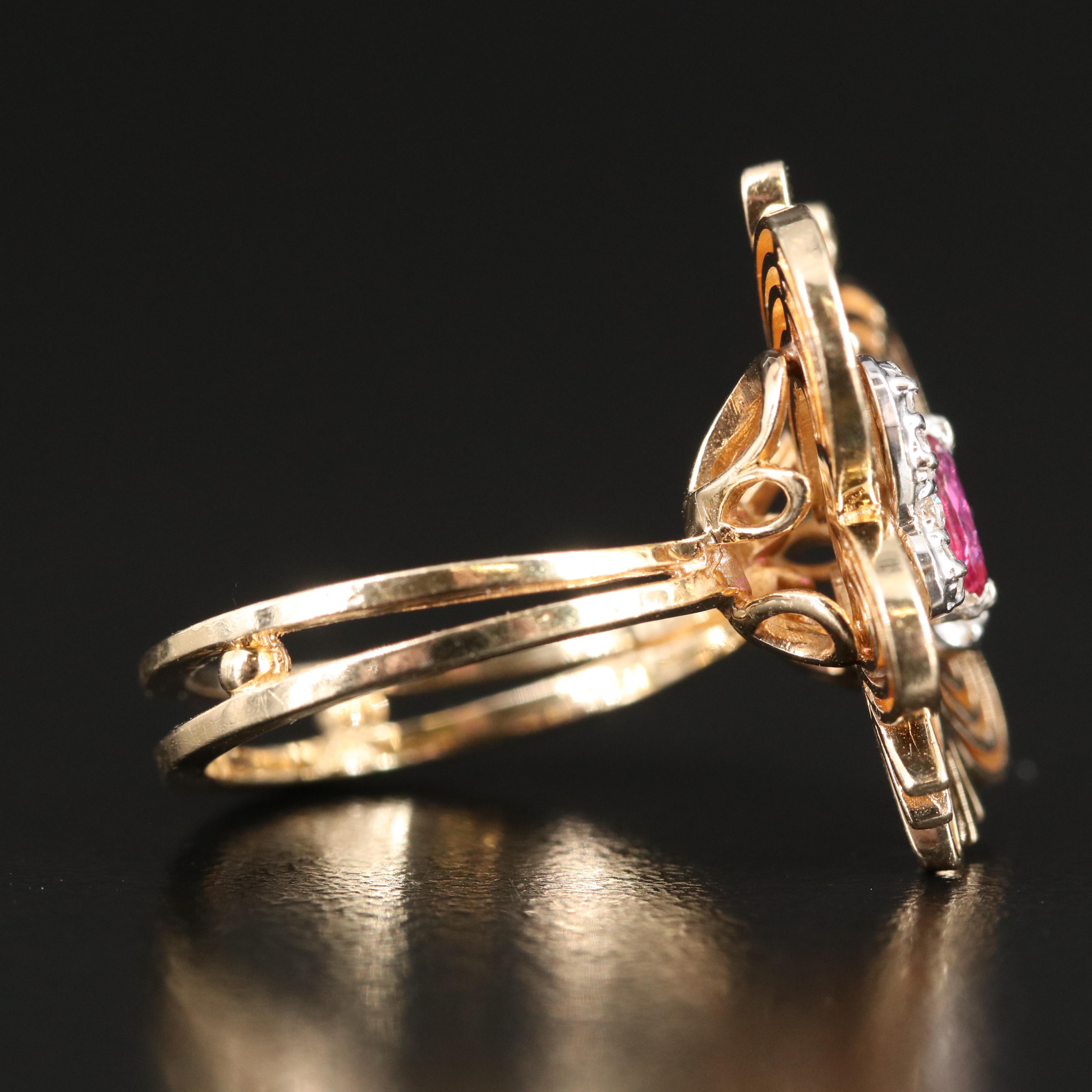 14K Ruby and Diamond Butterfly Ring