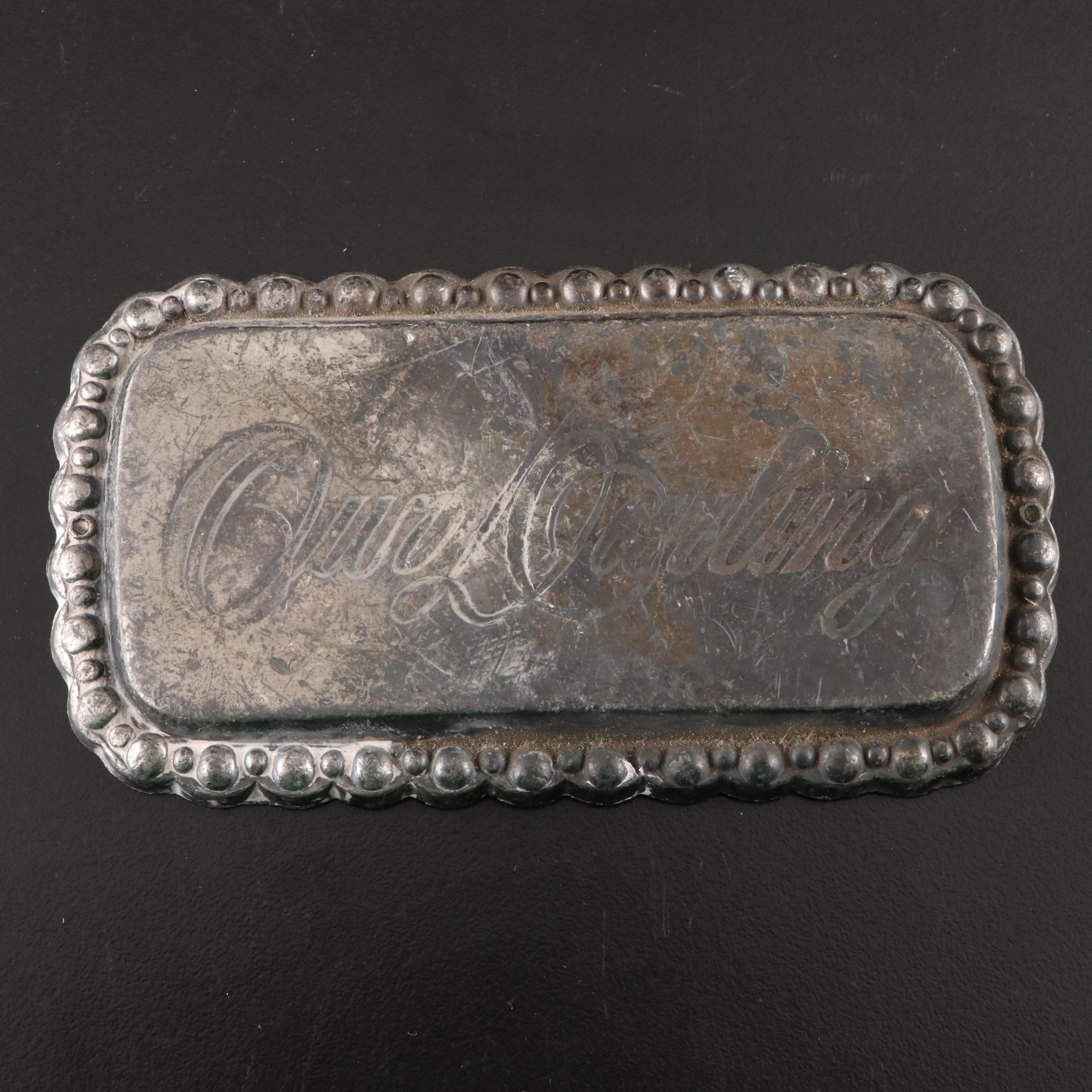 Victorian Engraved "Our Darling" Silver Plate and Metal Casket Plaques