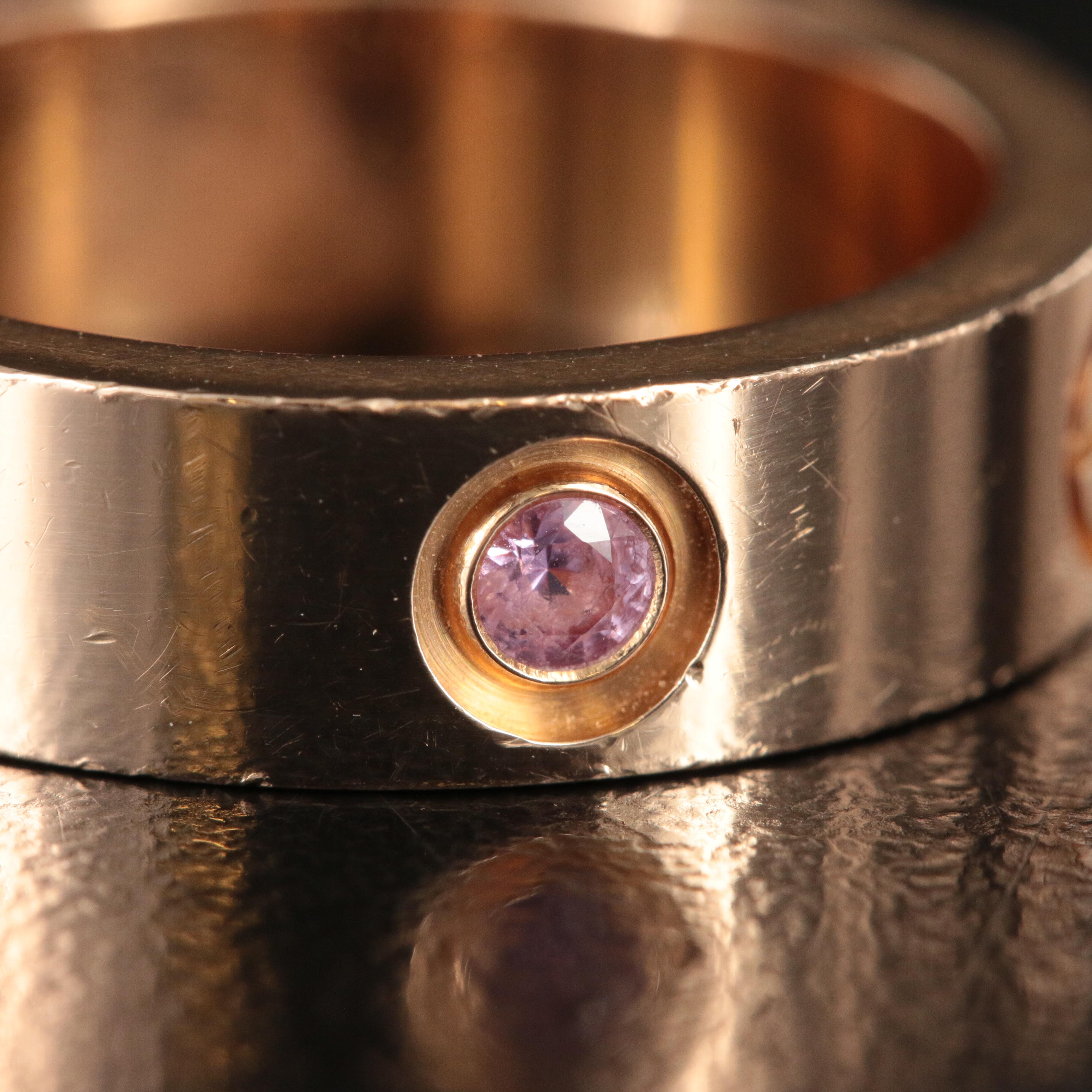 Cartier "LOVE" 18K Rose Gold Pink Sapphire Ring