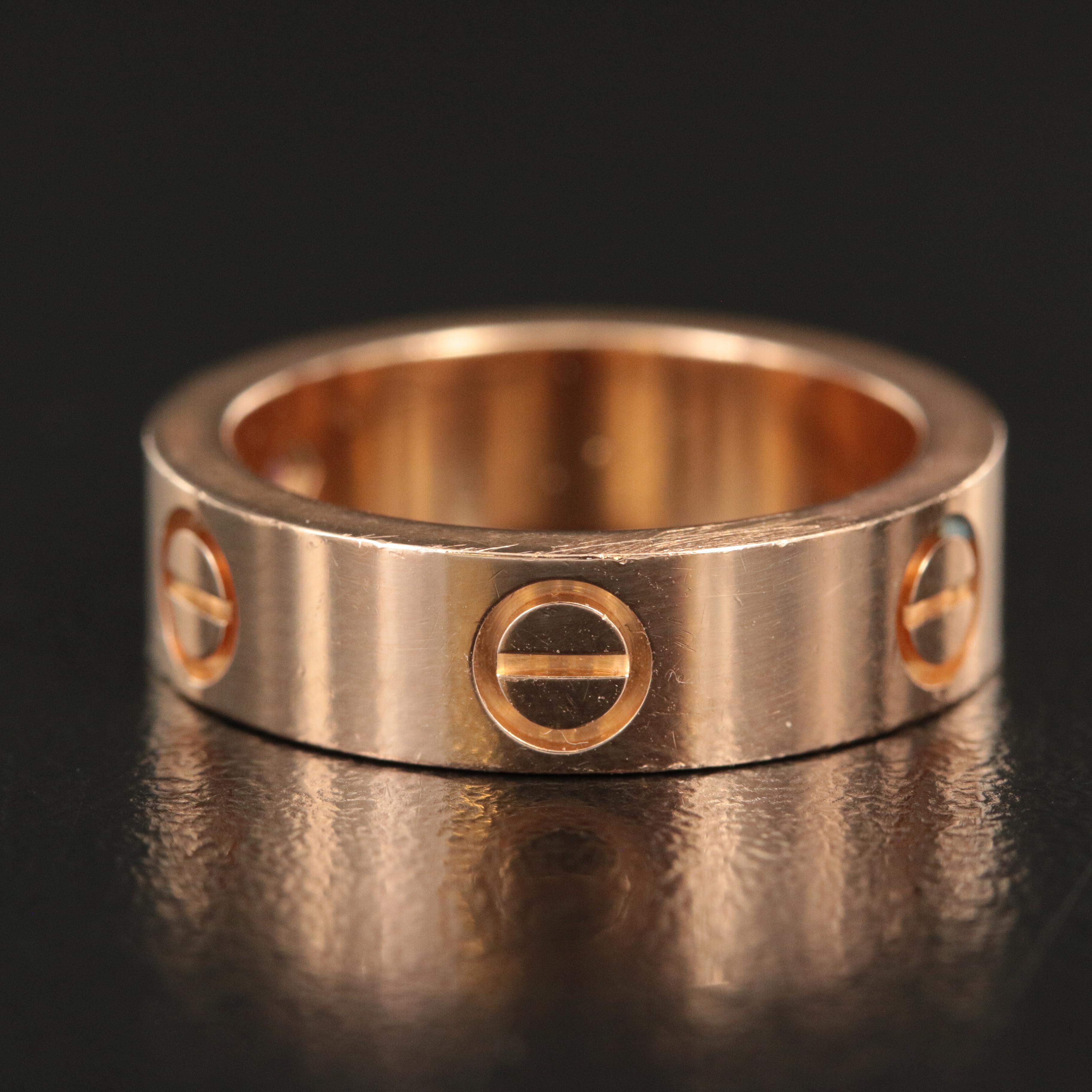 Cartier "LOVE" 18K Rose Gold Pink Sapphire Ring