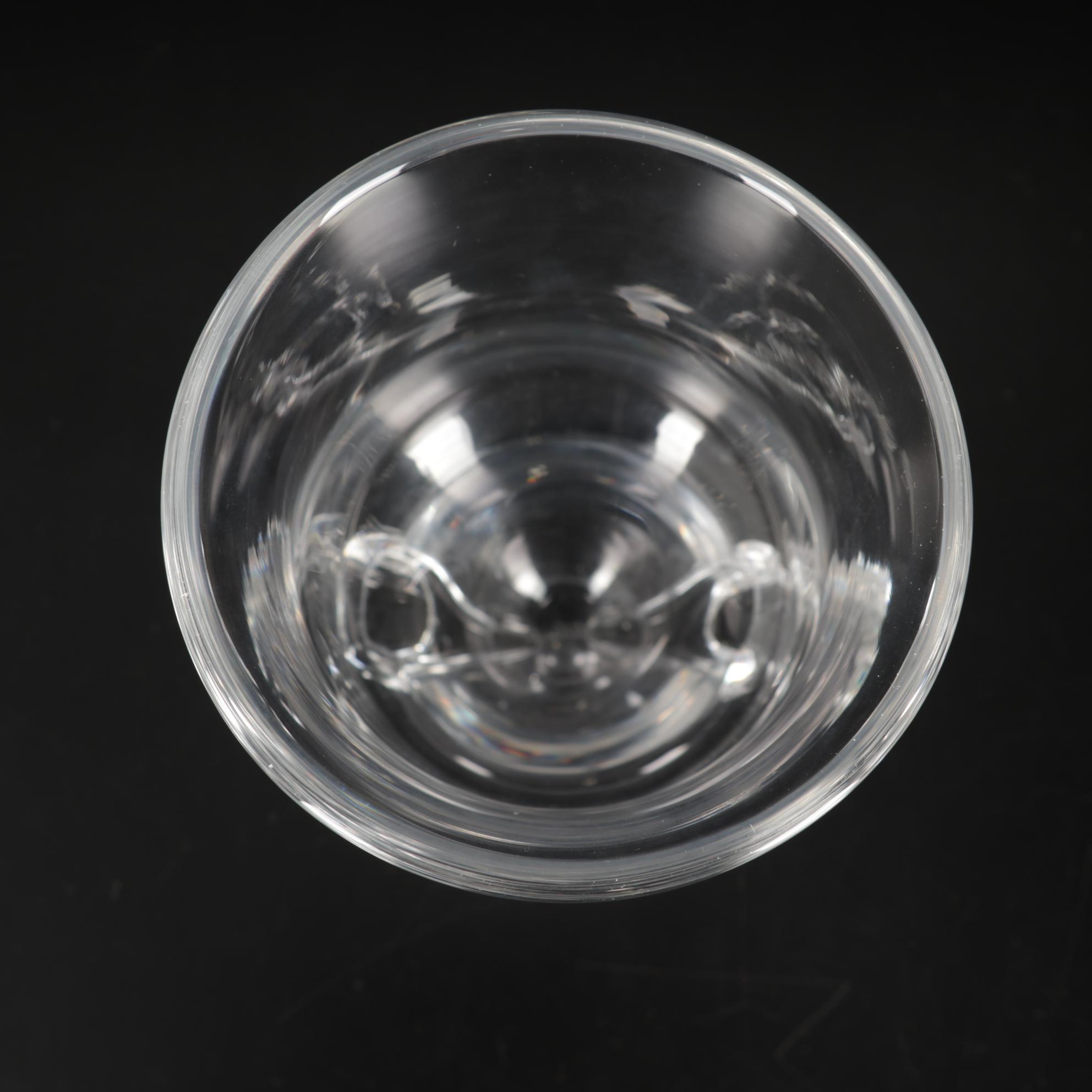 Steuben Scroll and Etched Controlled Bubble Teardrop Vases