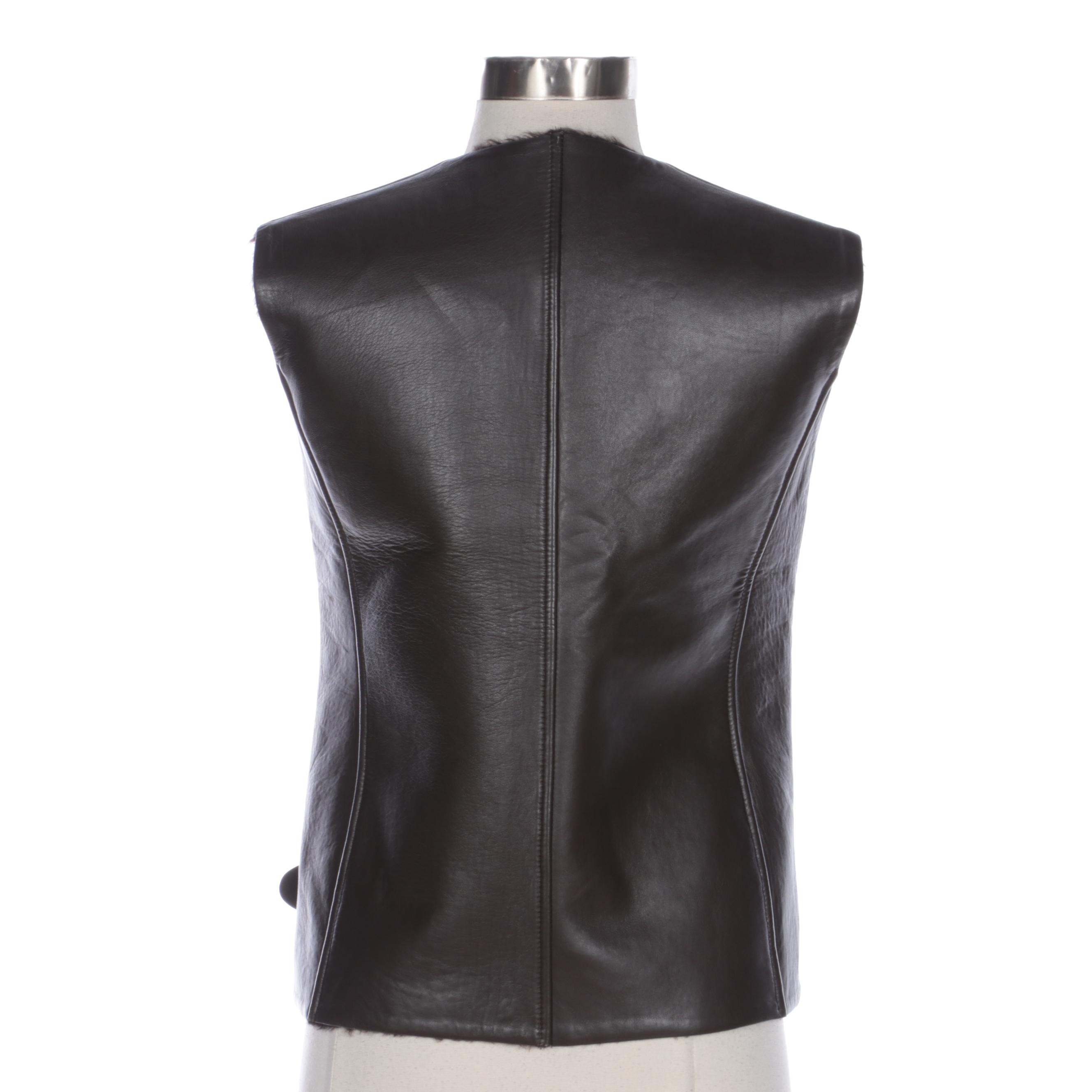 Max Mara Lambskin Leather Vest Lined with Wool and Alpaca
