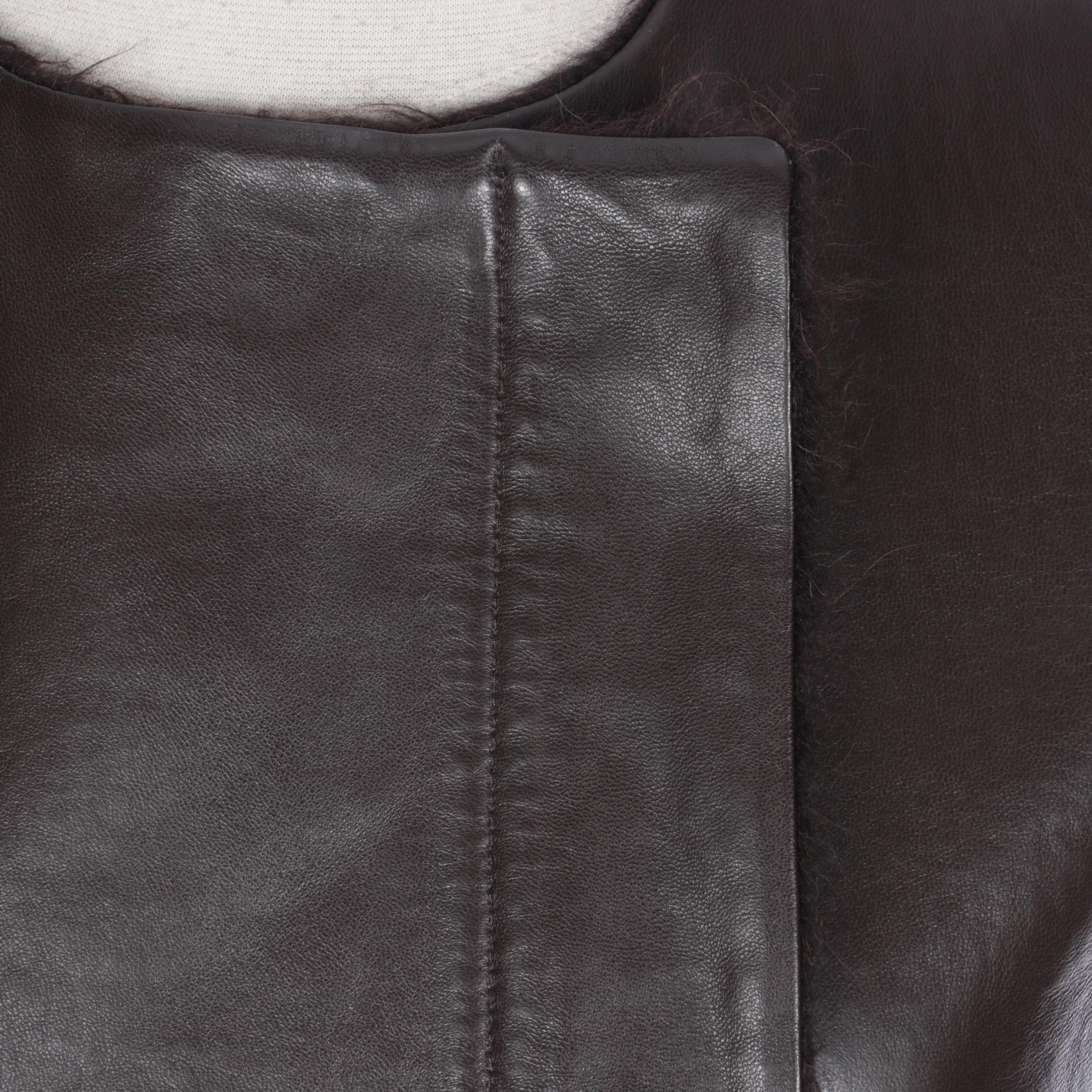Max Mara Lambskin Leather Vest Lined with Wool and Alpaca