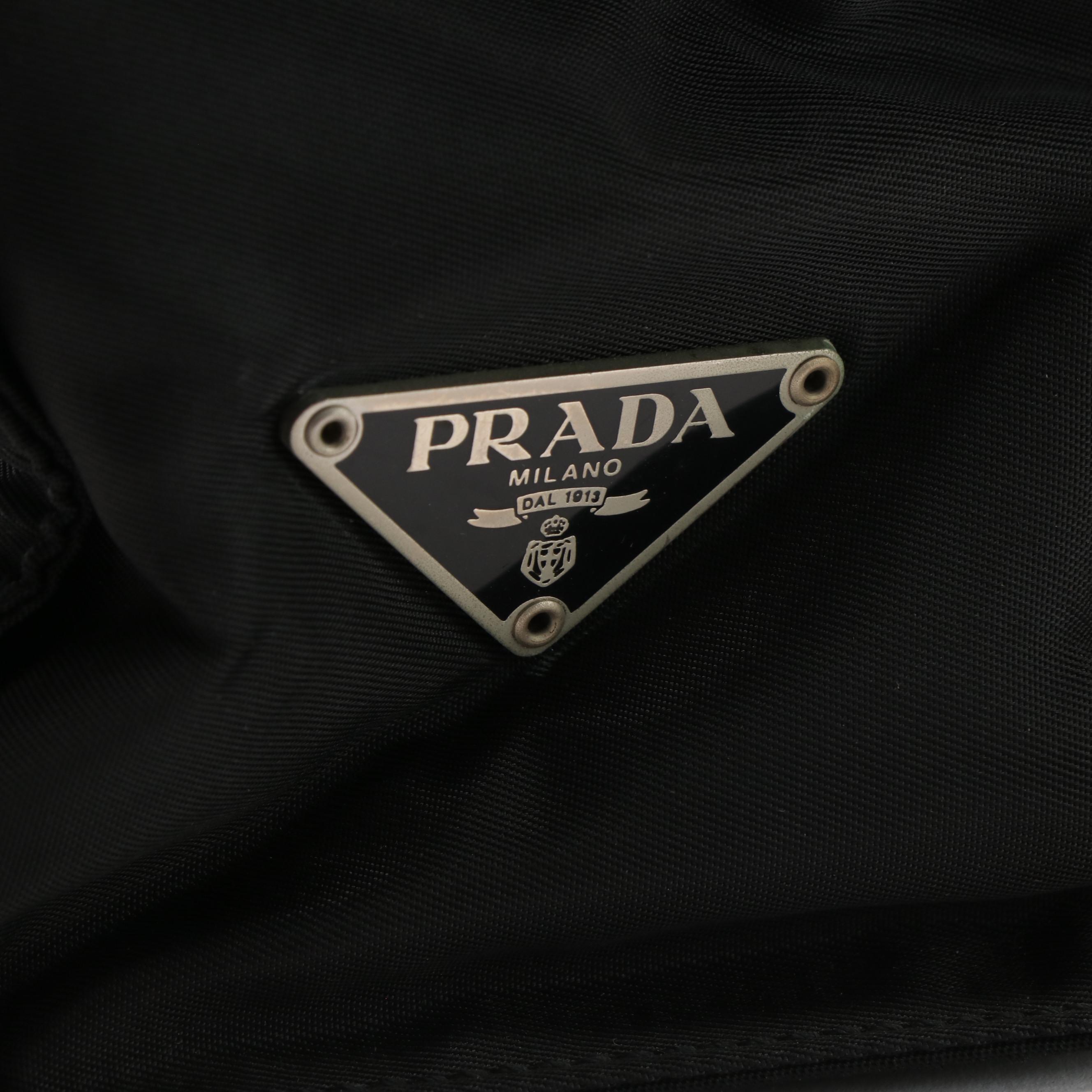 Prada Black Tessuto Nylon Tote Bag with Leather Straps
